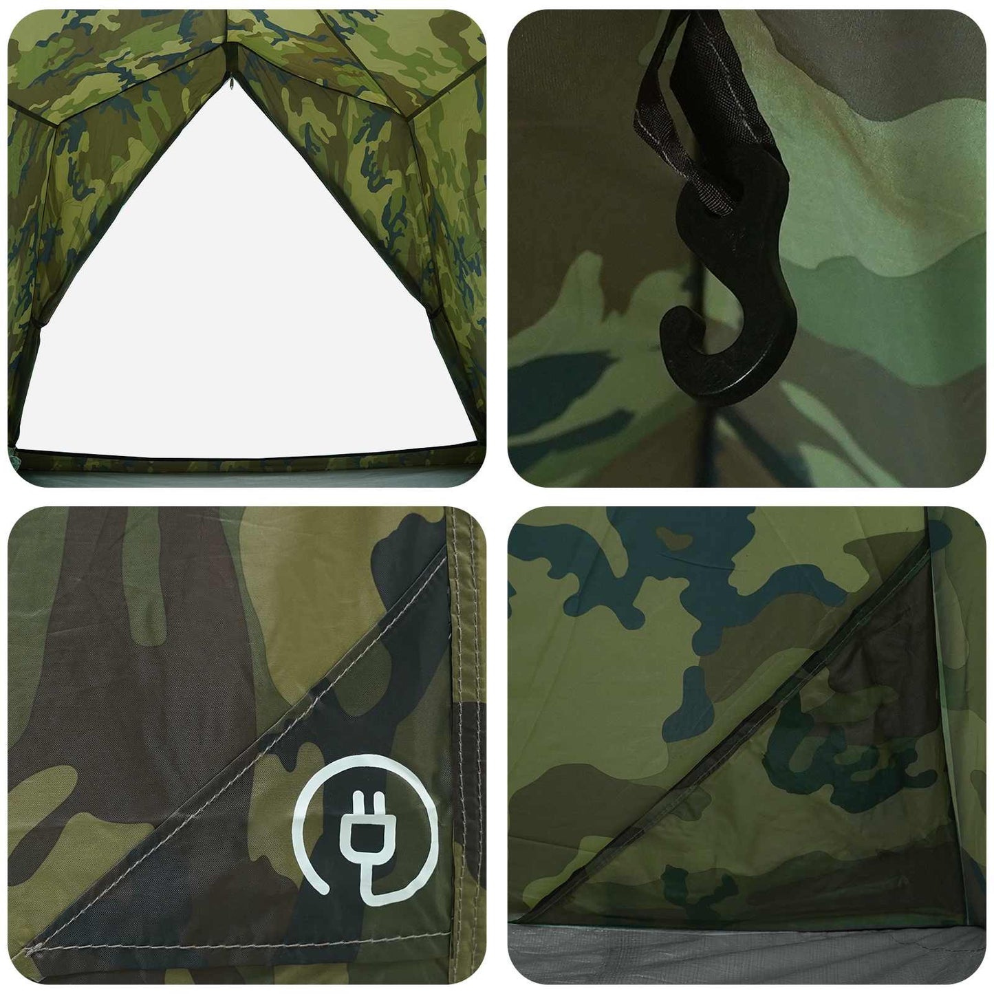 vidaXL Tunnel Tent 2-Person Camouflage 185T Polyester with PU Coating - Green