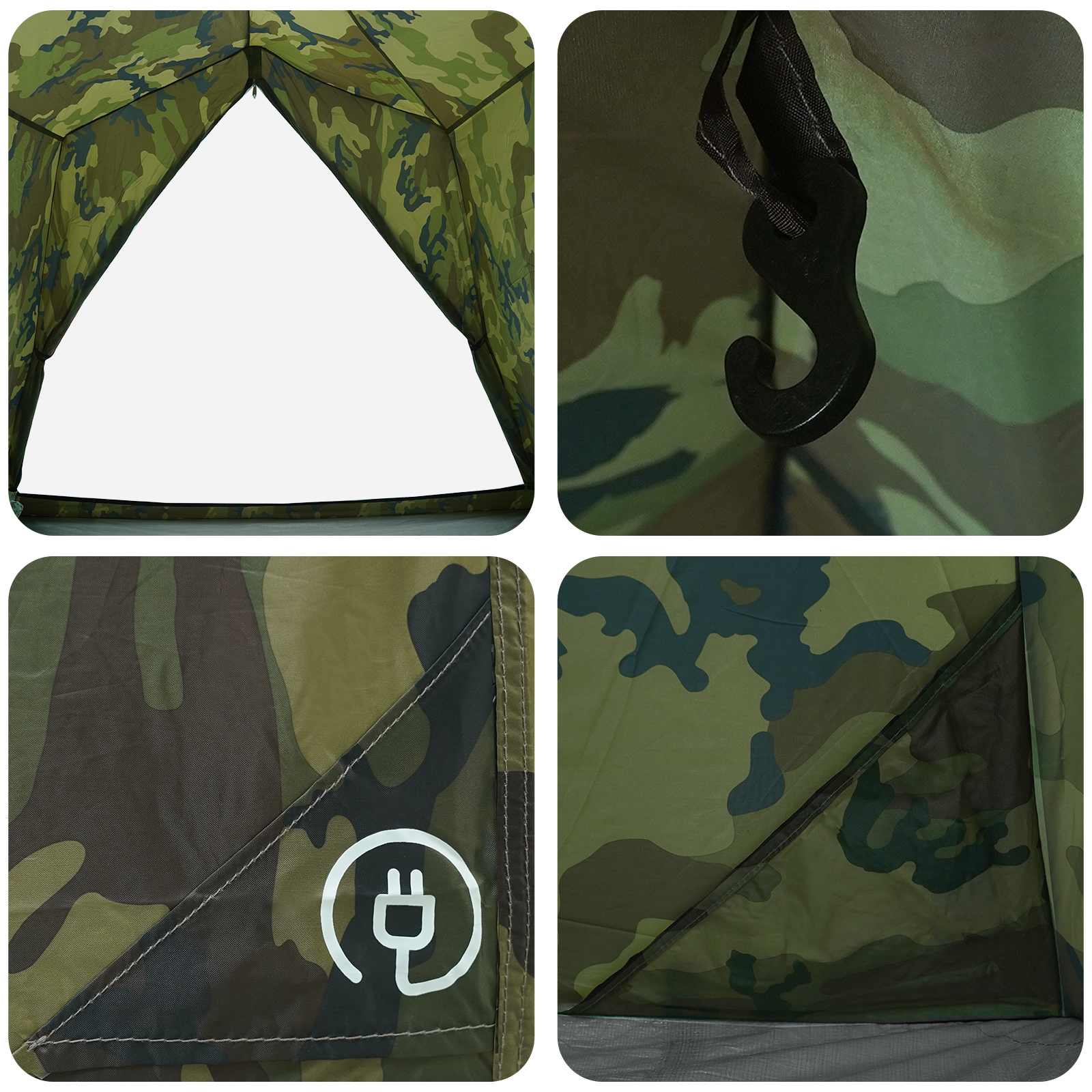 vidaXL Tunnel Tent 2-Person Camouflage 185T Polyester with PU Coating - Green