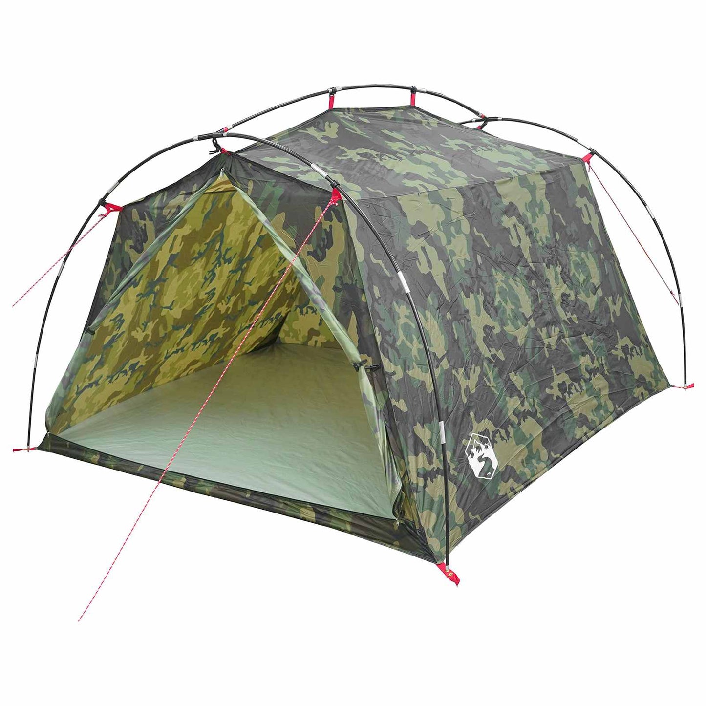 vidaXL Tunnel Tent 2-Person Camouflage 185T Polyester with PU Coating - Green