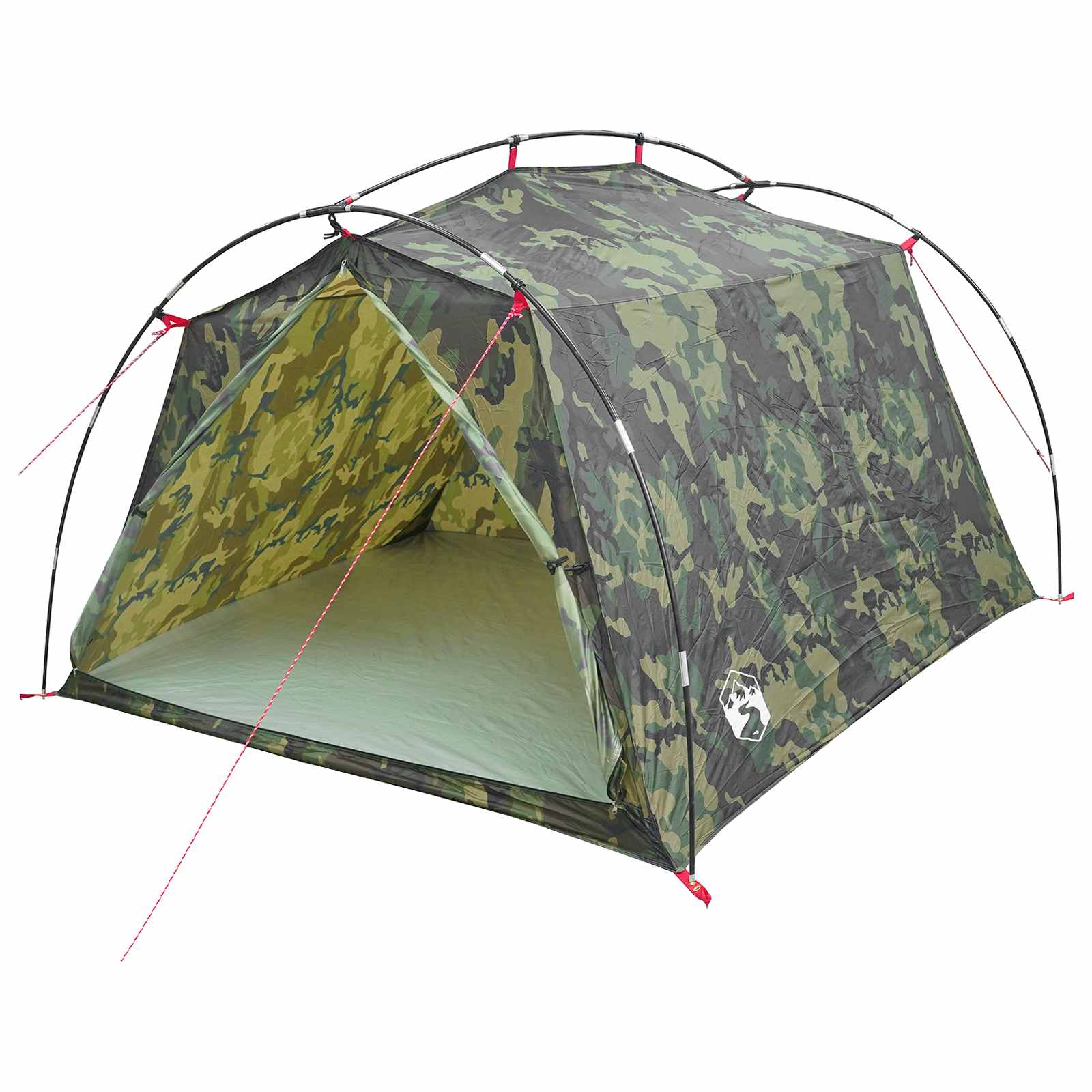 vidaXL Tunnel Tent 2-Person Camouflage 185T Polyester with PU Coating - Green