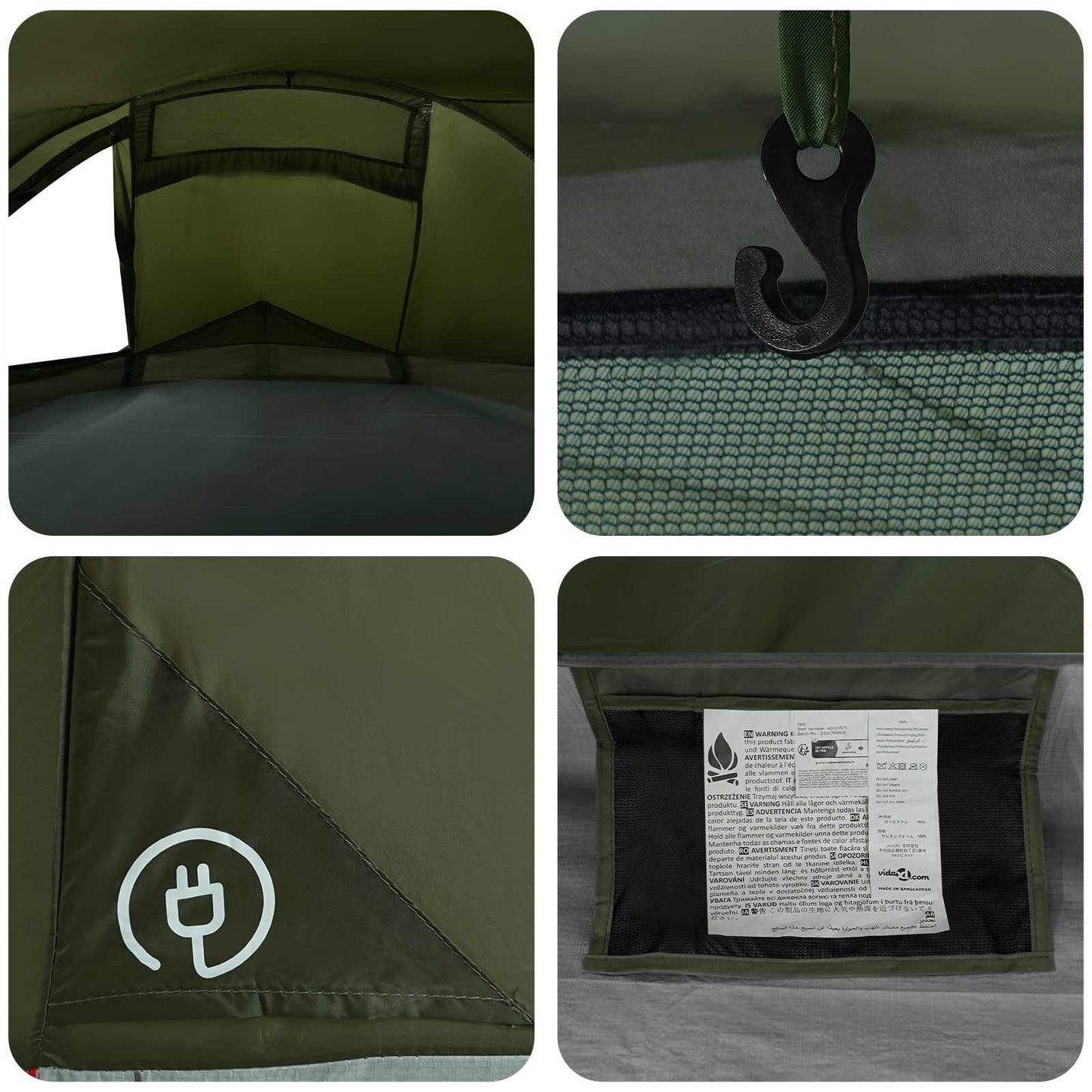 vidaXL Backpacking Tent 4-Person Olive Green - 40428