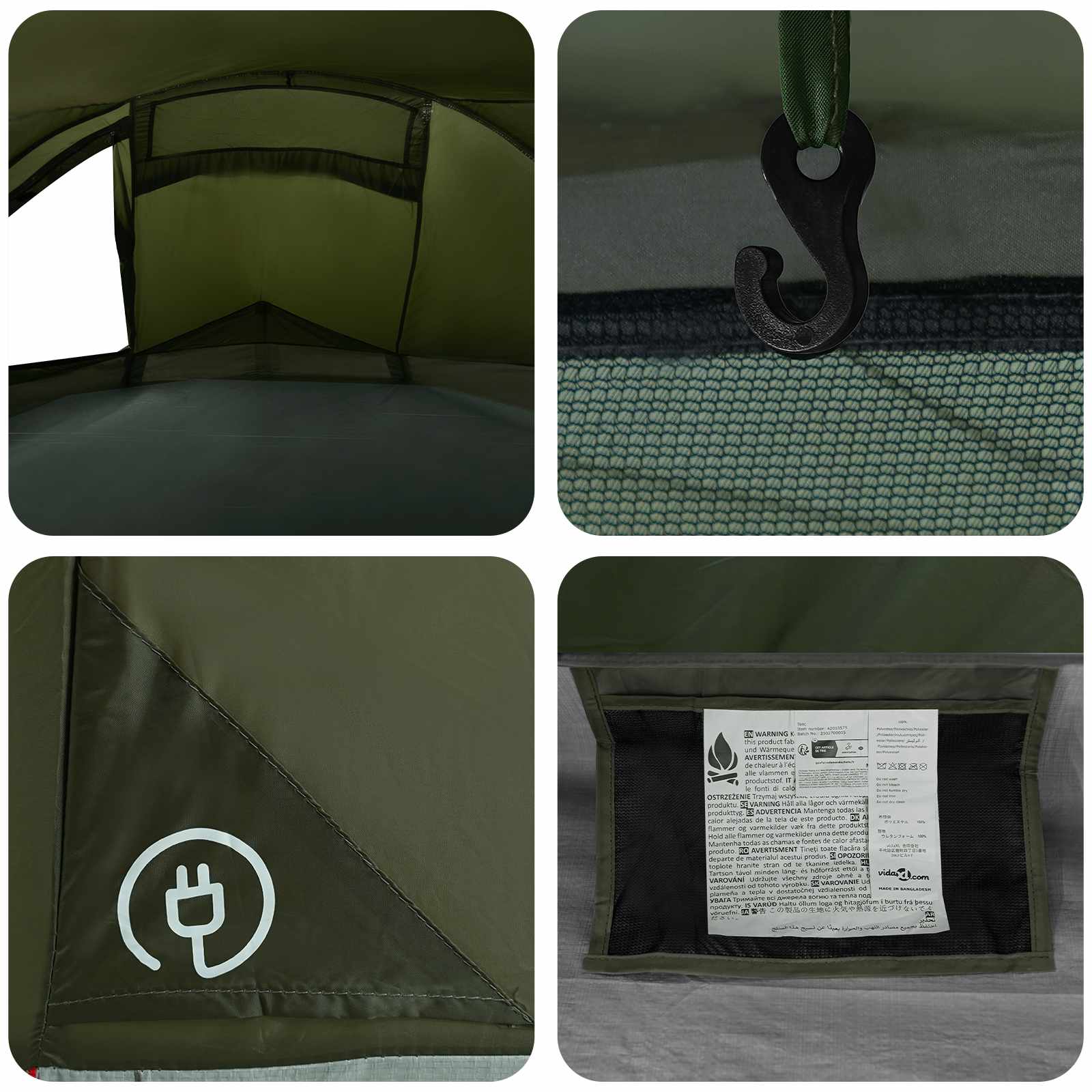 vidaXL Backpacking Tent 4-Person Olive Green - 40428