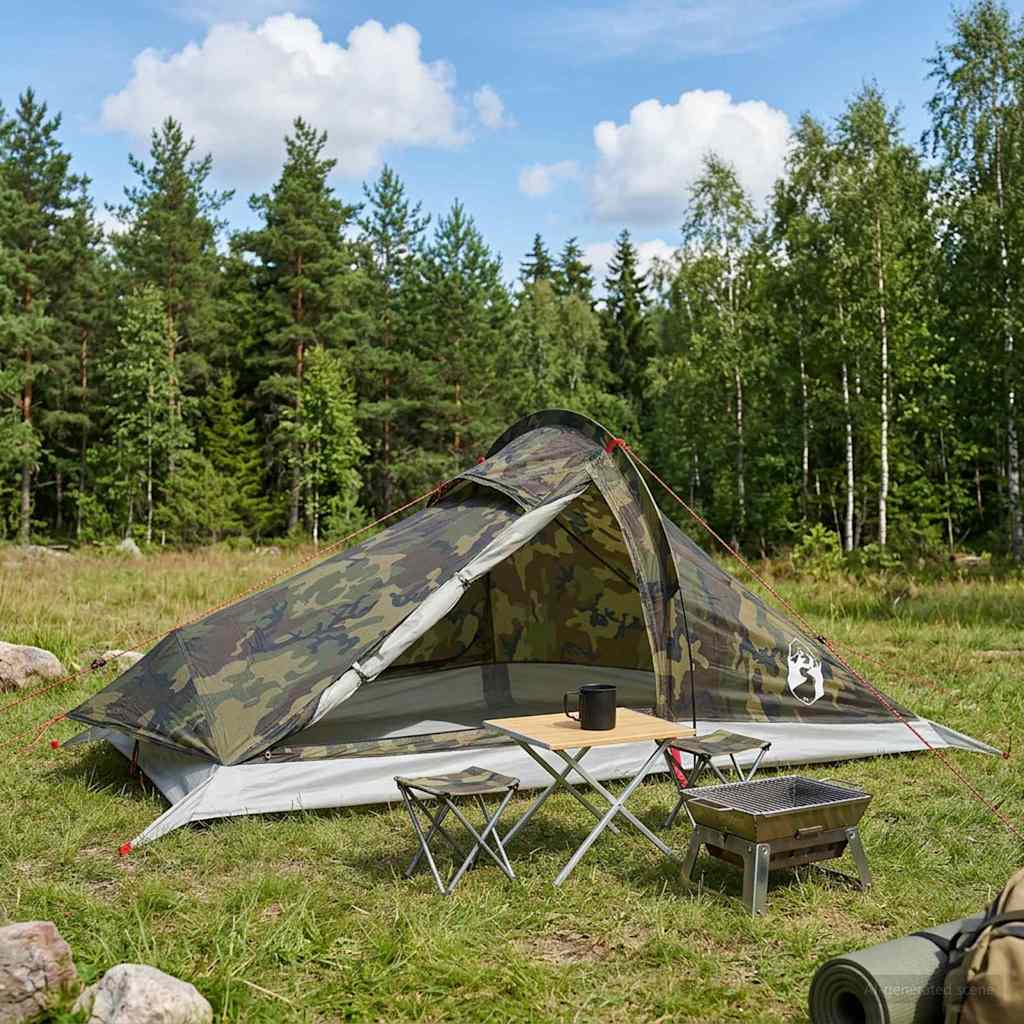 vidaXL Backpacking Tent 4-Person Camouflage - Green - 40452
