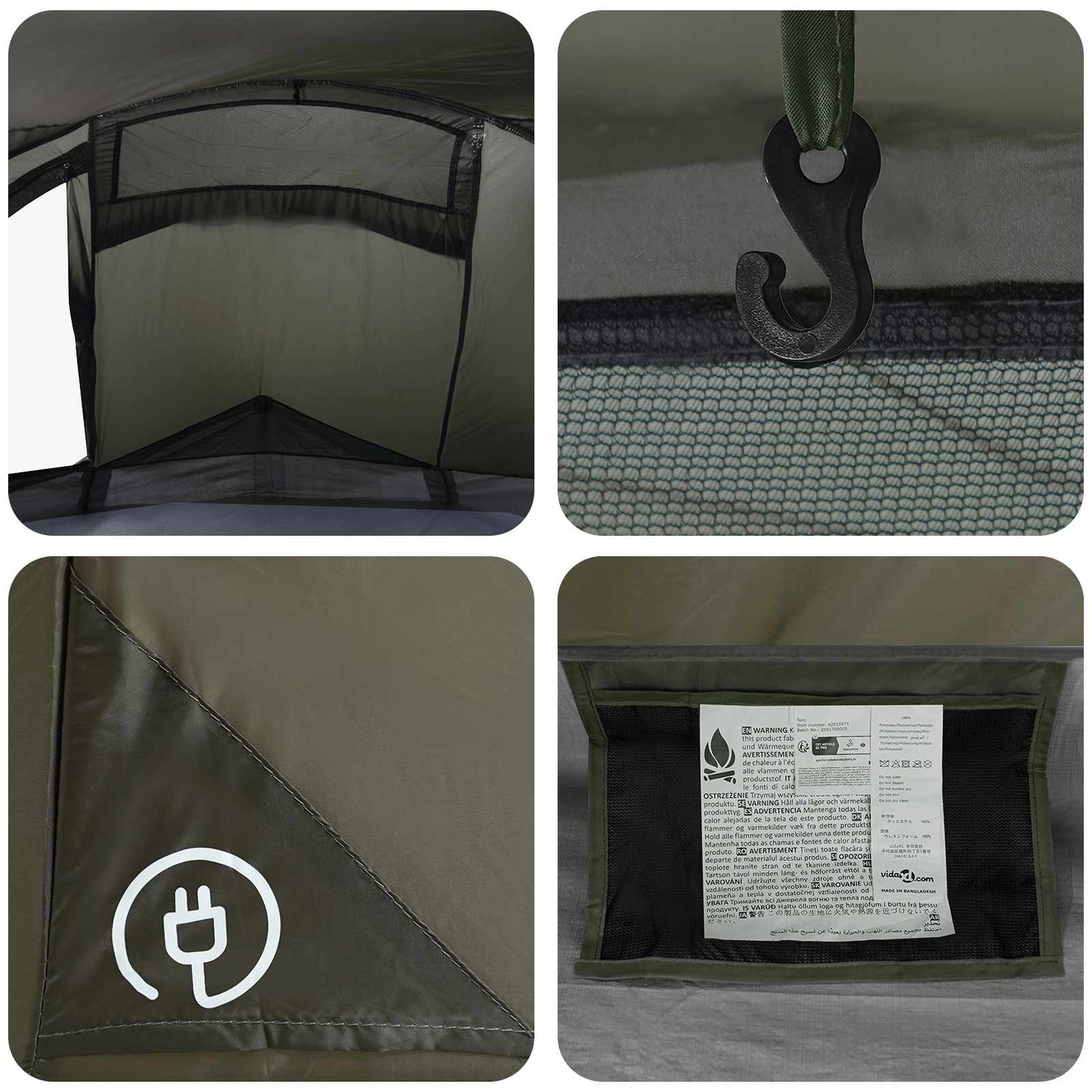 vidaXL Backpacking Tent 2-Person Olive Green - 40456