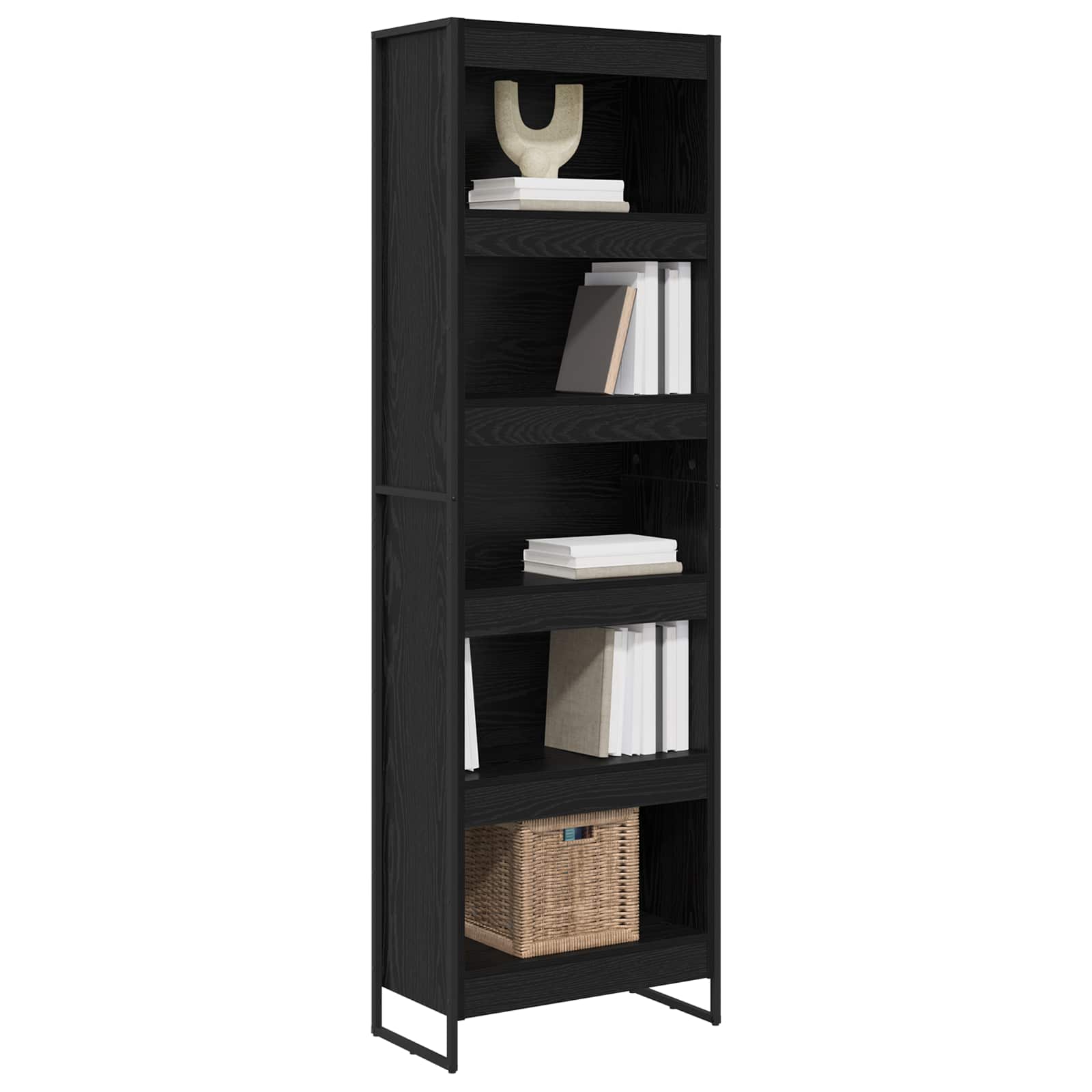 vidaXL Book Cabinet 60 x 30 x 189.5 cm Engineered Wood Black Oak