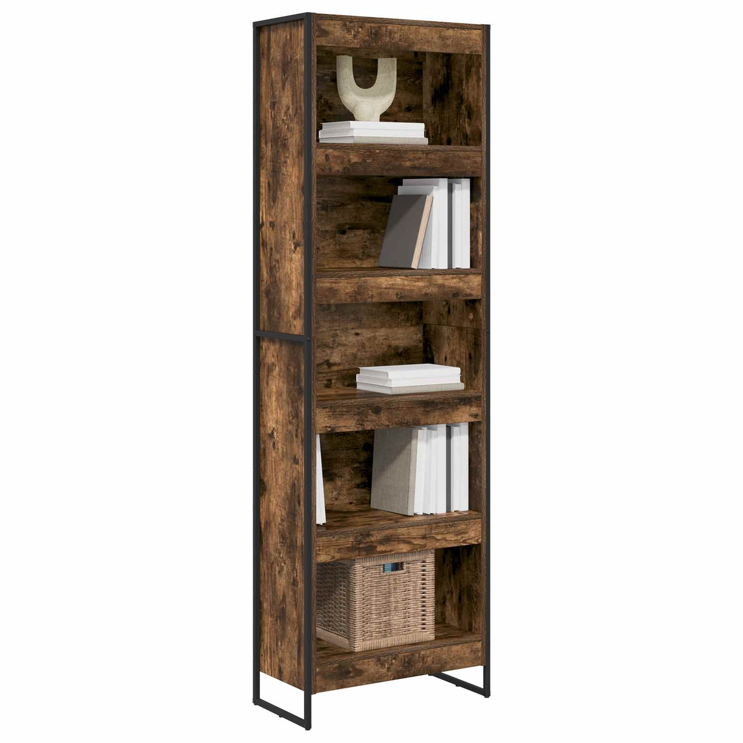 vidaXL Book Cabinet 60 x 30 x 189.5 cm Engineered Wood Smoke Oak - Brown