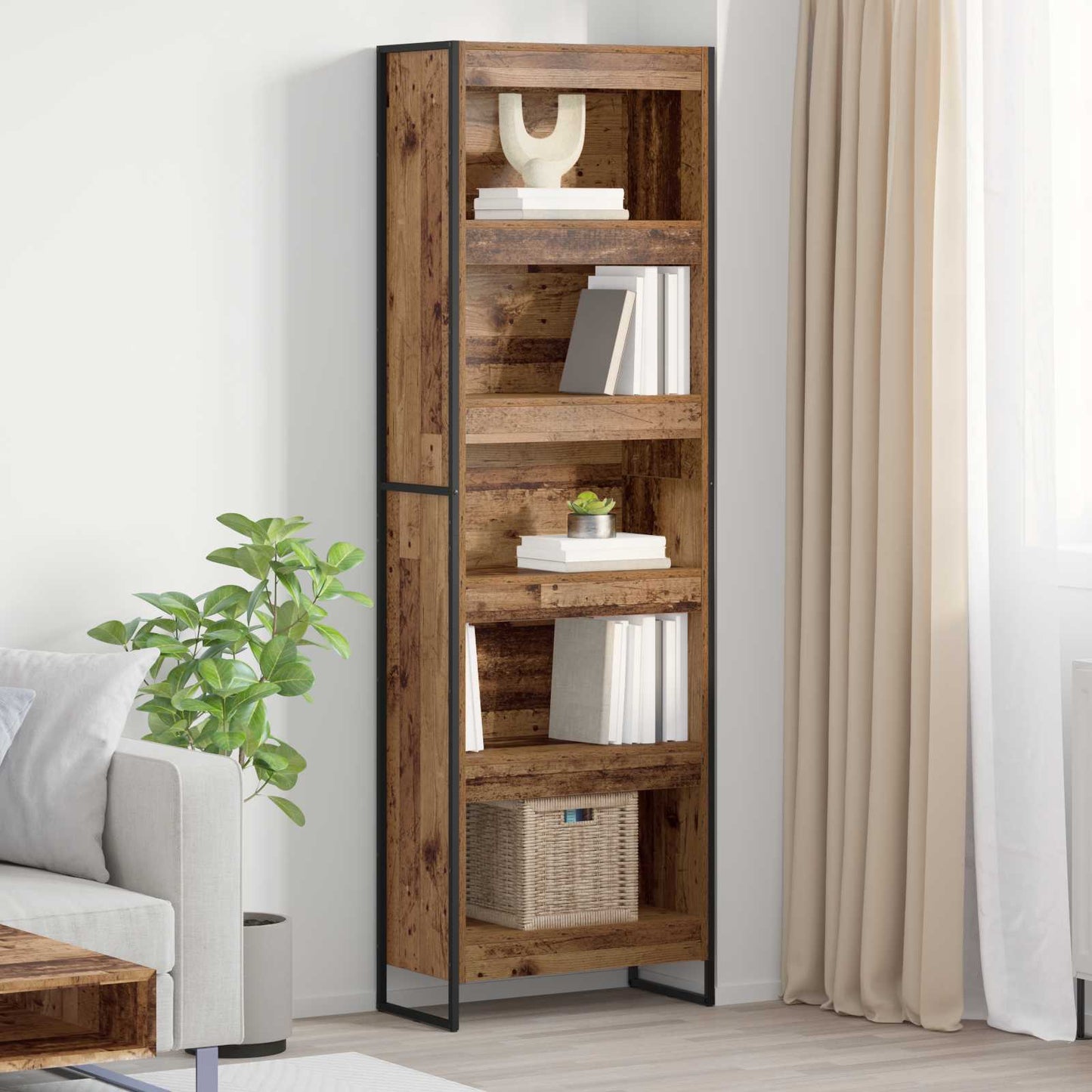 vidaXL Book Cabinet 60 x 30 x 189.5 cm Engineered Wood Old Wood - Brown