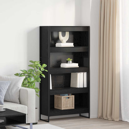 vidaXL Book Cabinet 80 x 30 x 155 cm Engineered Wood Black Oak