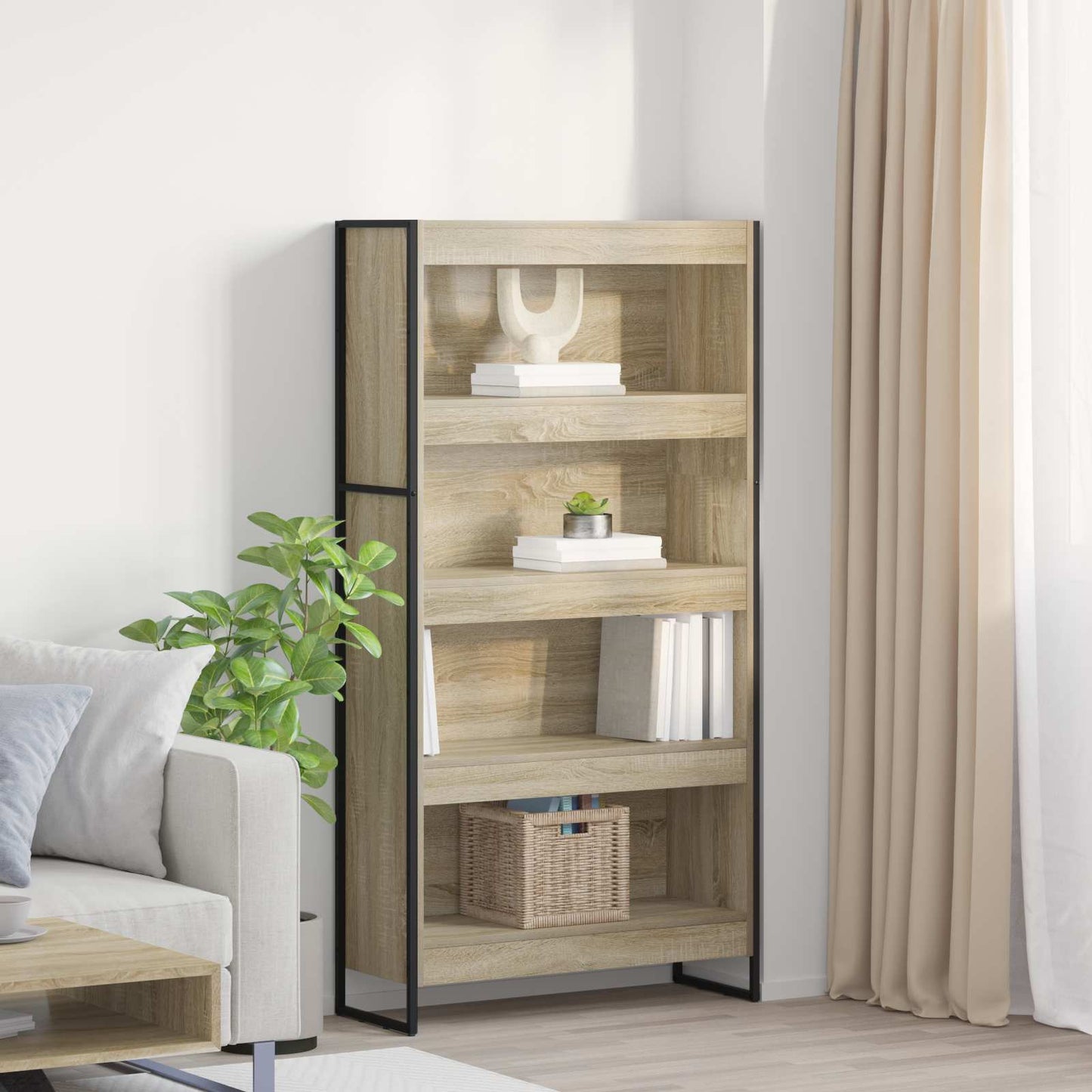 vidaXL Book Cabinet 80 x 30 x 155 cm Engineered Wood Sonoma - Brown