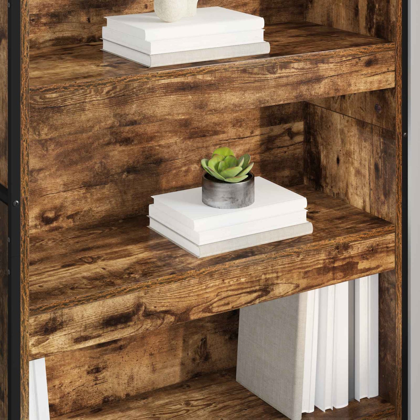 vidaXL Book Cabinet 80 x 30 x 155 cm Engineered Wood Smoke Oak - Brown