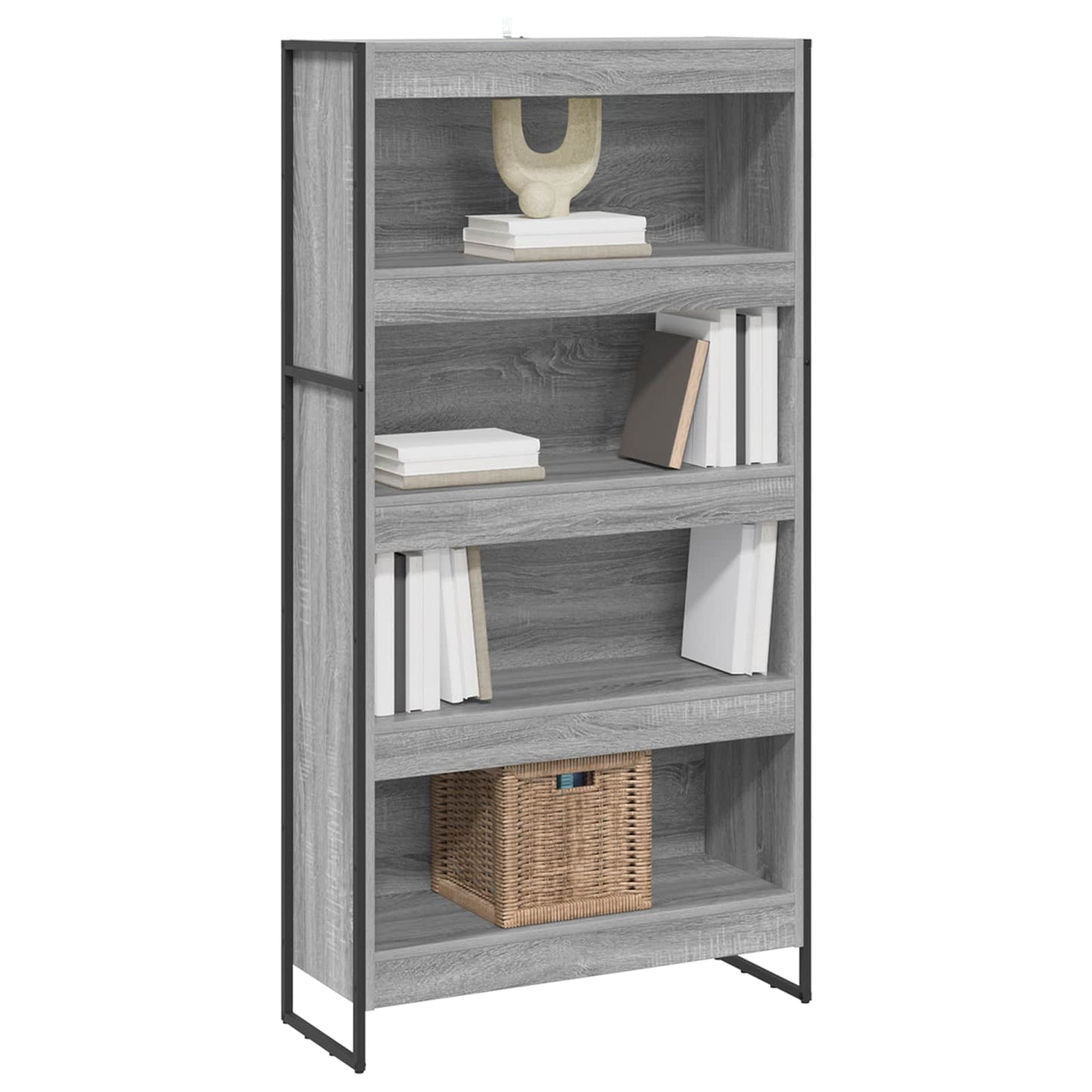 vidaXL Book Cabinet 80 x 30 x 155 cm Engineered Wood Grey Sonoma
