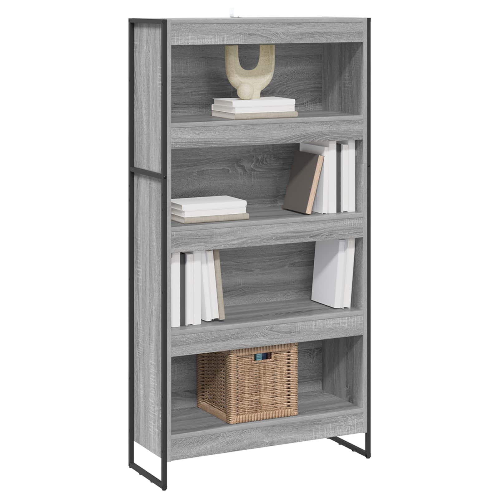 vidaXL Book Cabinet 80 x 30 x 155 cm Engineered Wood Grey Sonoma