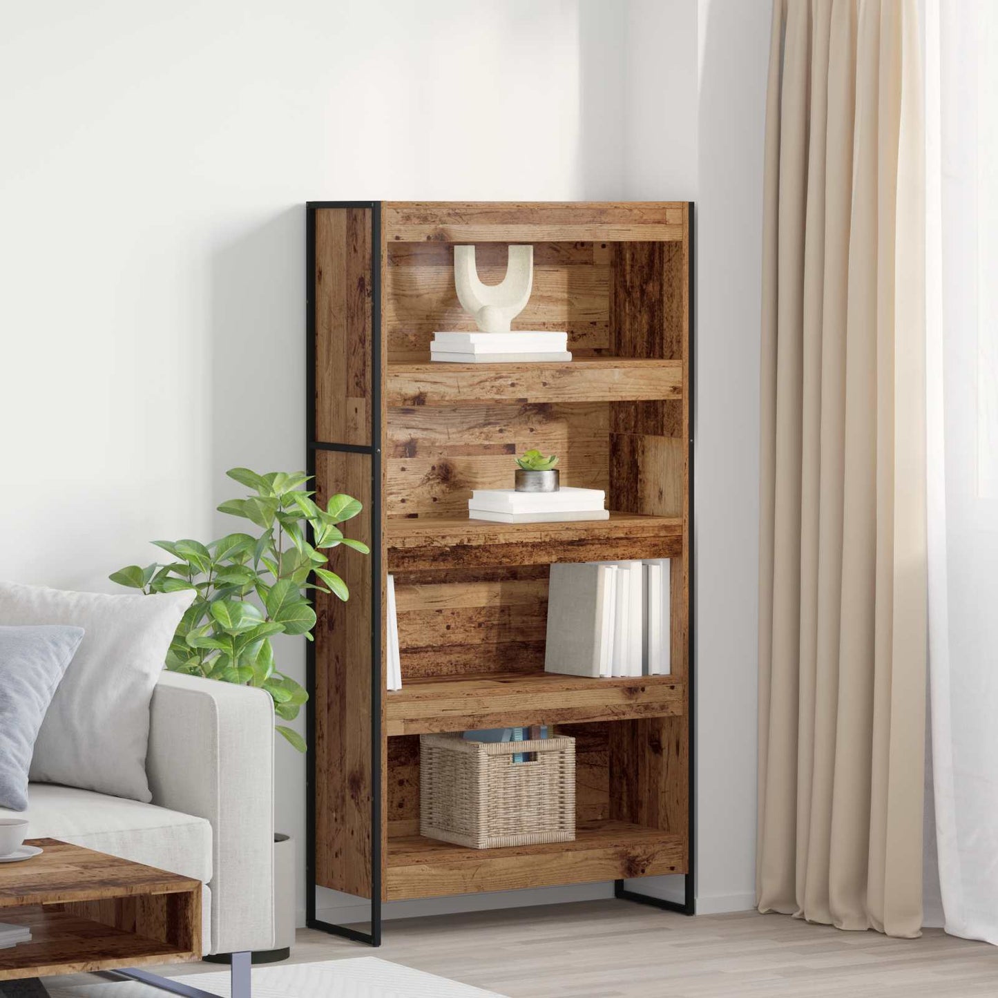 vidaXL Book Cabinet 80 x 30 x 155 cm Engineered Wood Old Wood - Brown
