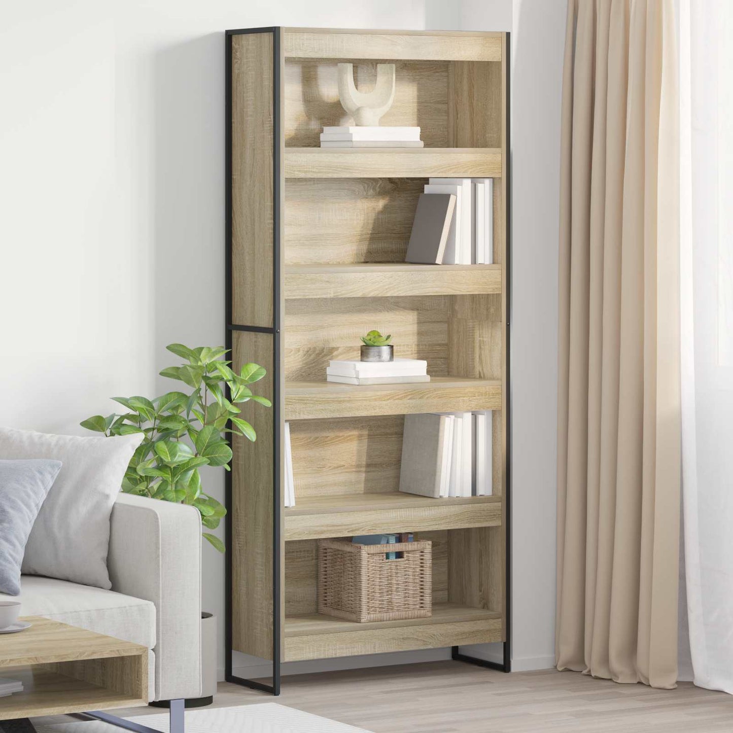 vidaXL Book Cabinet 80 x 30 x 189.5 cm Engineered Wood Sonoma - Brown