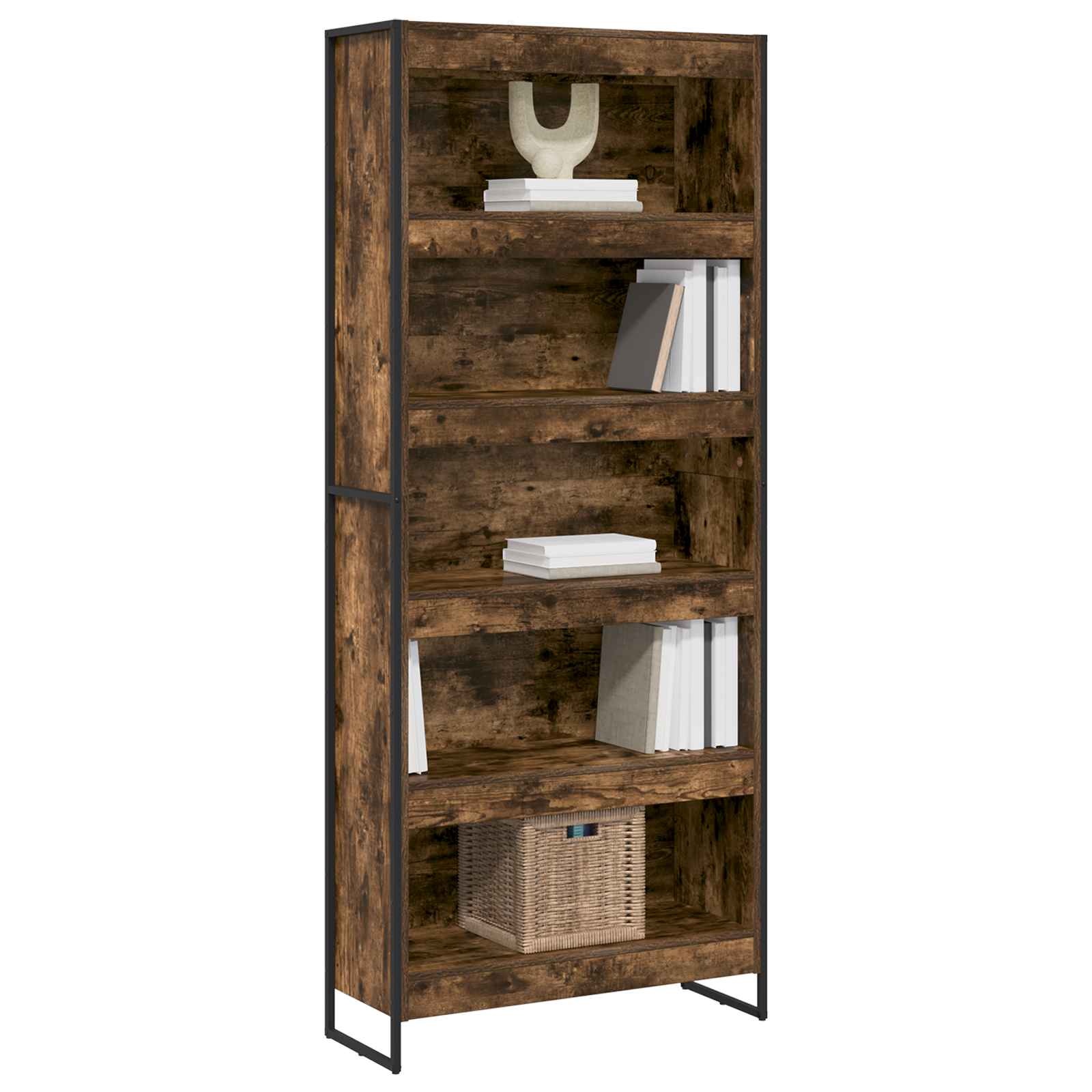vidaXL Book Cabinet 80 x 30 x 189.5 cm Engineered Wood Smoke Oak - Brown