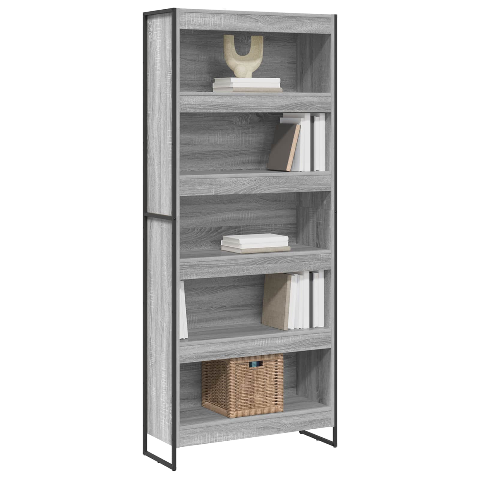 vidaXL Book Cabinet 80 x 30 x 189.5 cm Engineered Wood Grey Sonoma