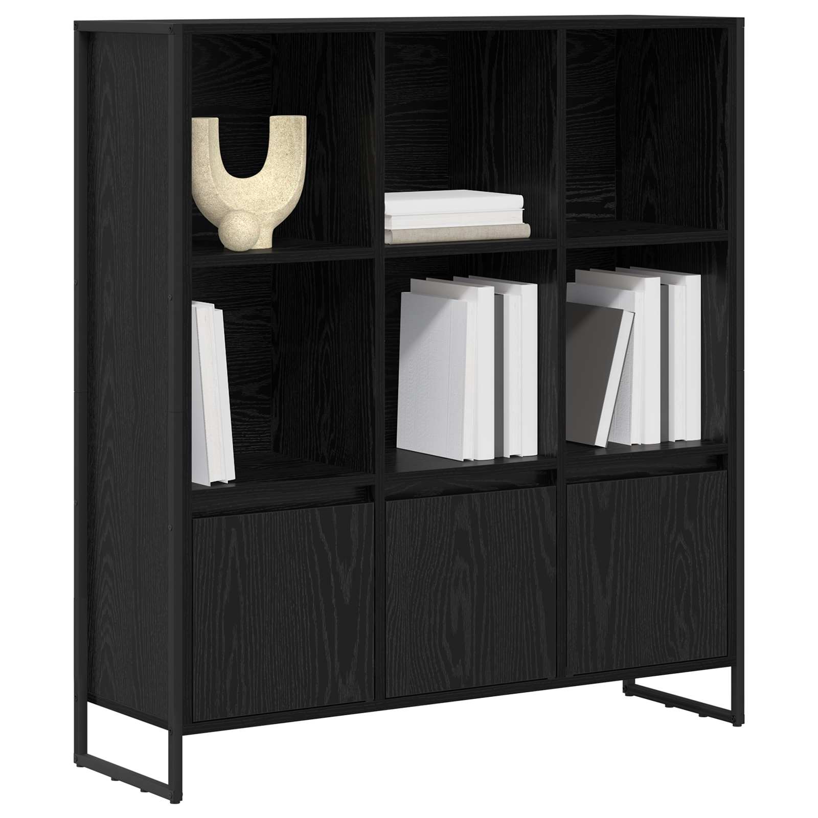 vidaXL Book Cabinet 99.5 x 30 x 108 cm Engineered Wood Black Oak