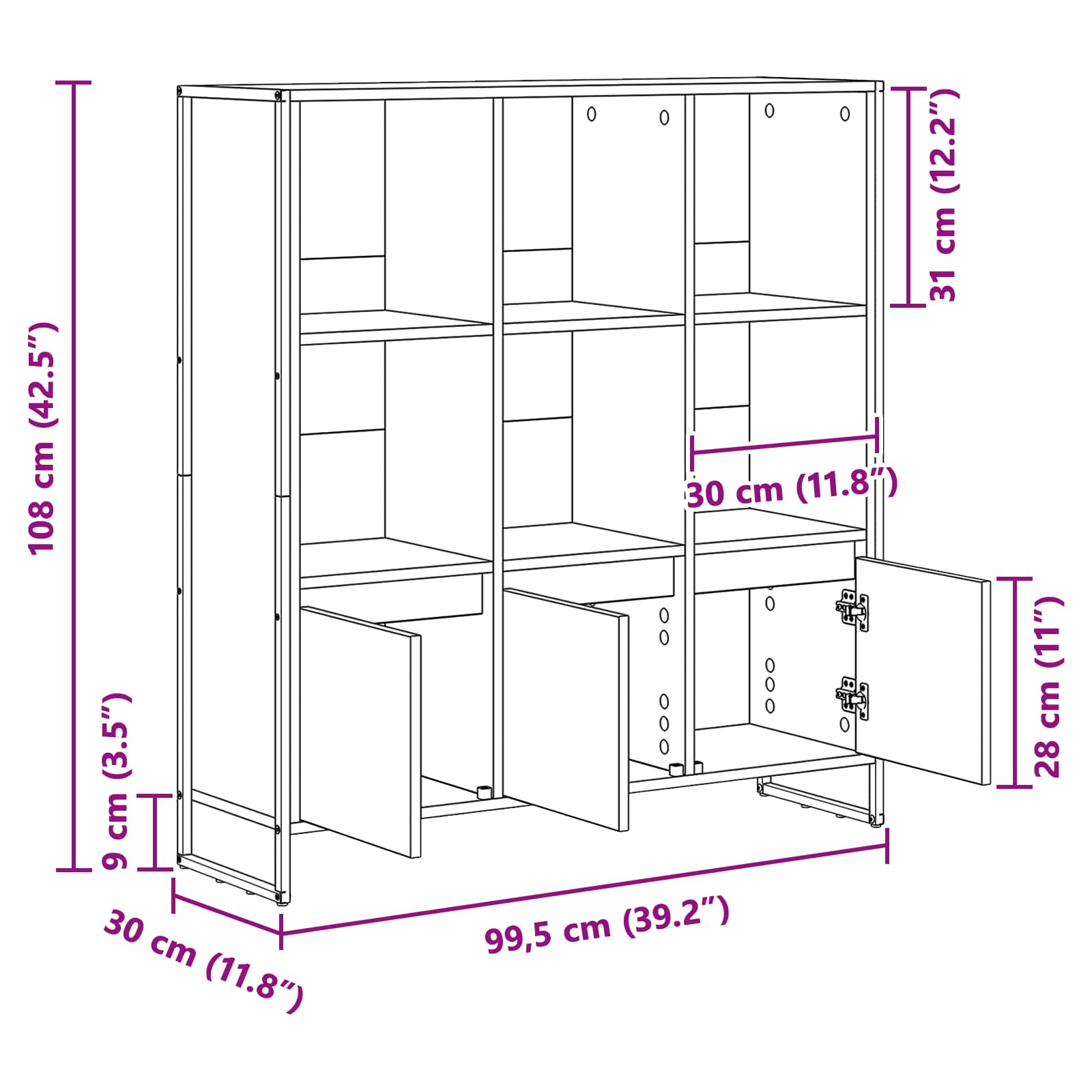 vidaXL Book Cabinet 99.5 x 30 x 108 cm Engineered Wood Black Oak