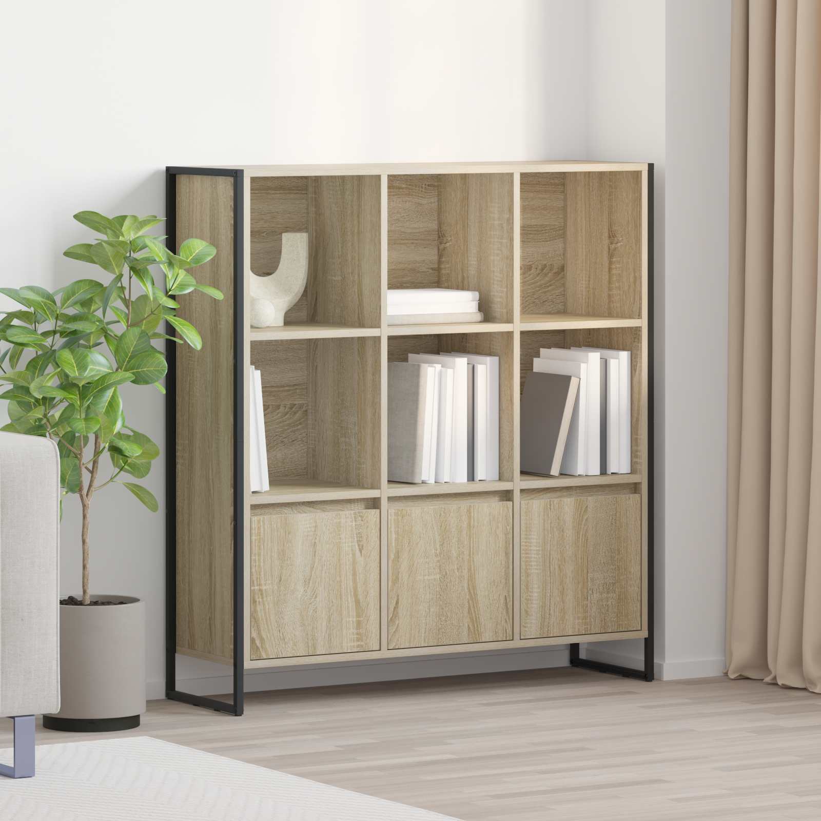 vidaXL Book Cabinet 99.5 x 30 x 108 cm Engineered Wood Sonoma - Brown