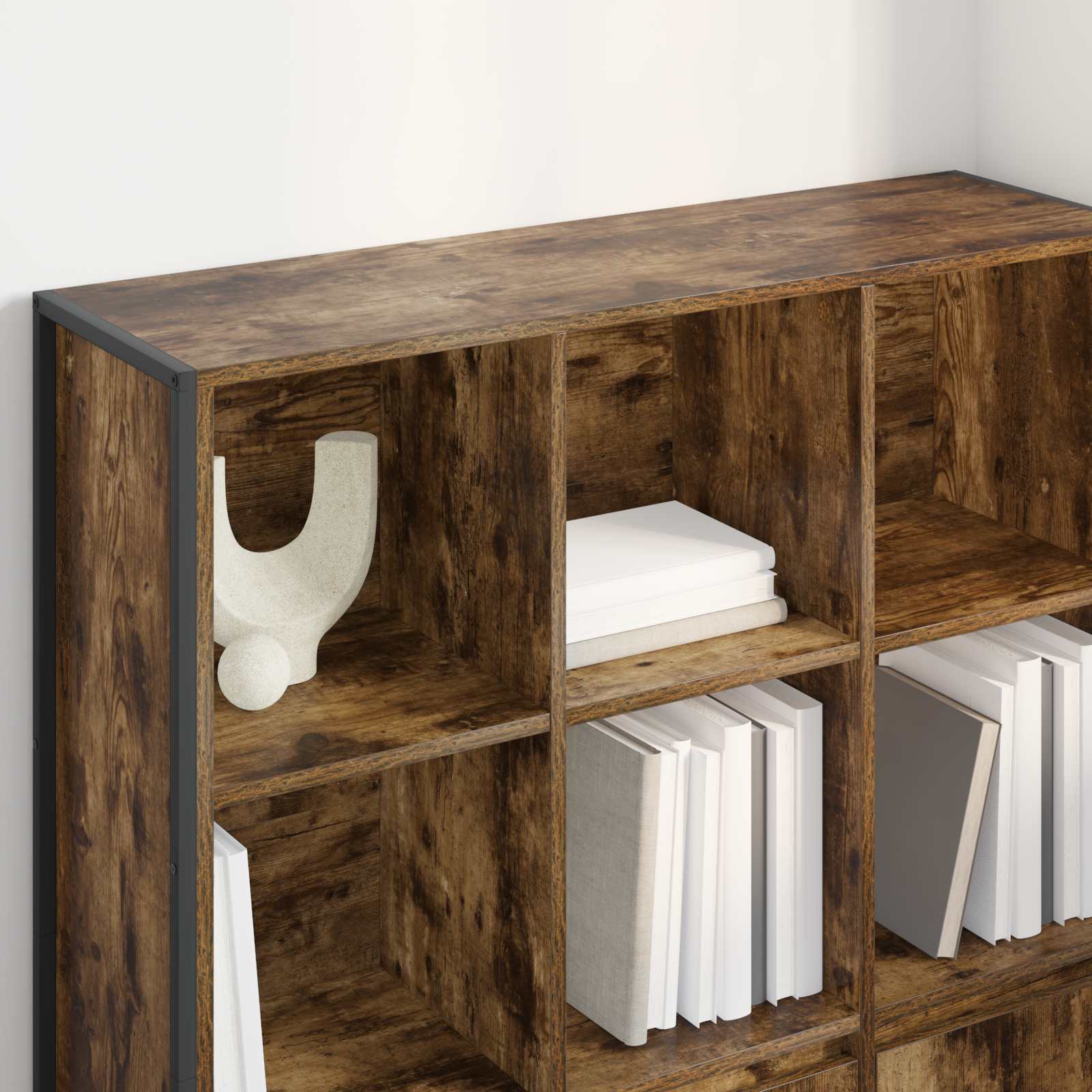 vidaXL Book Cabinet 99.5 x 30 x 108 cm Engineered Wood Smoke Oak - Brown
