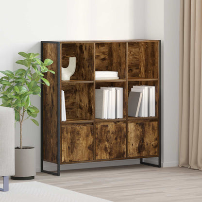 vidaXL Book Cabinet 99.5 x 30 x 108 cm Engineered Wood Smoke Oak - Brown
