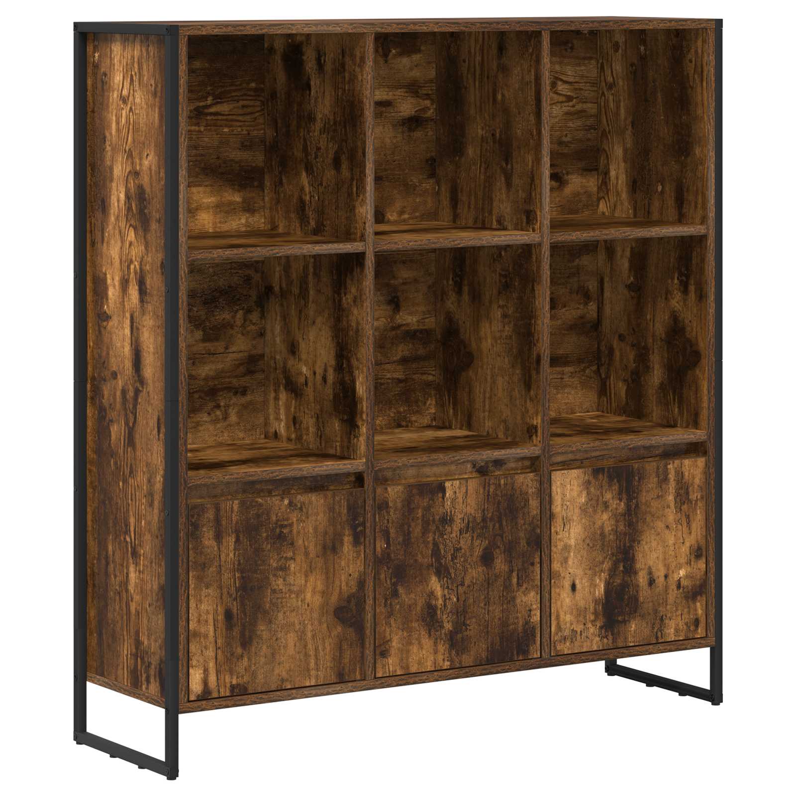 vidaXL Book Cabinet 99.5 x 30 x 108 cm Engineered Wood Smoke Oak - Brown