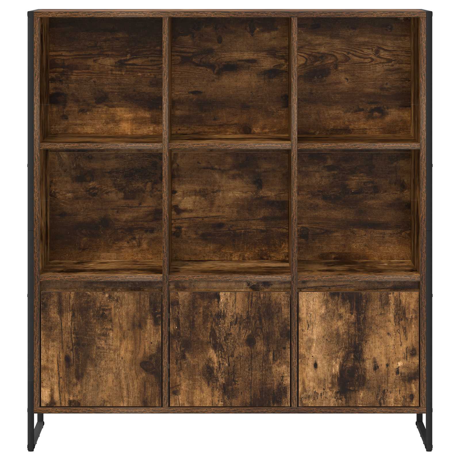vidaXL Book Cabinet 99.5 x 30 x 108 cm Engineered Wood Smoke Oak - Brown