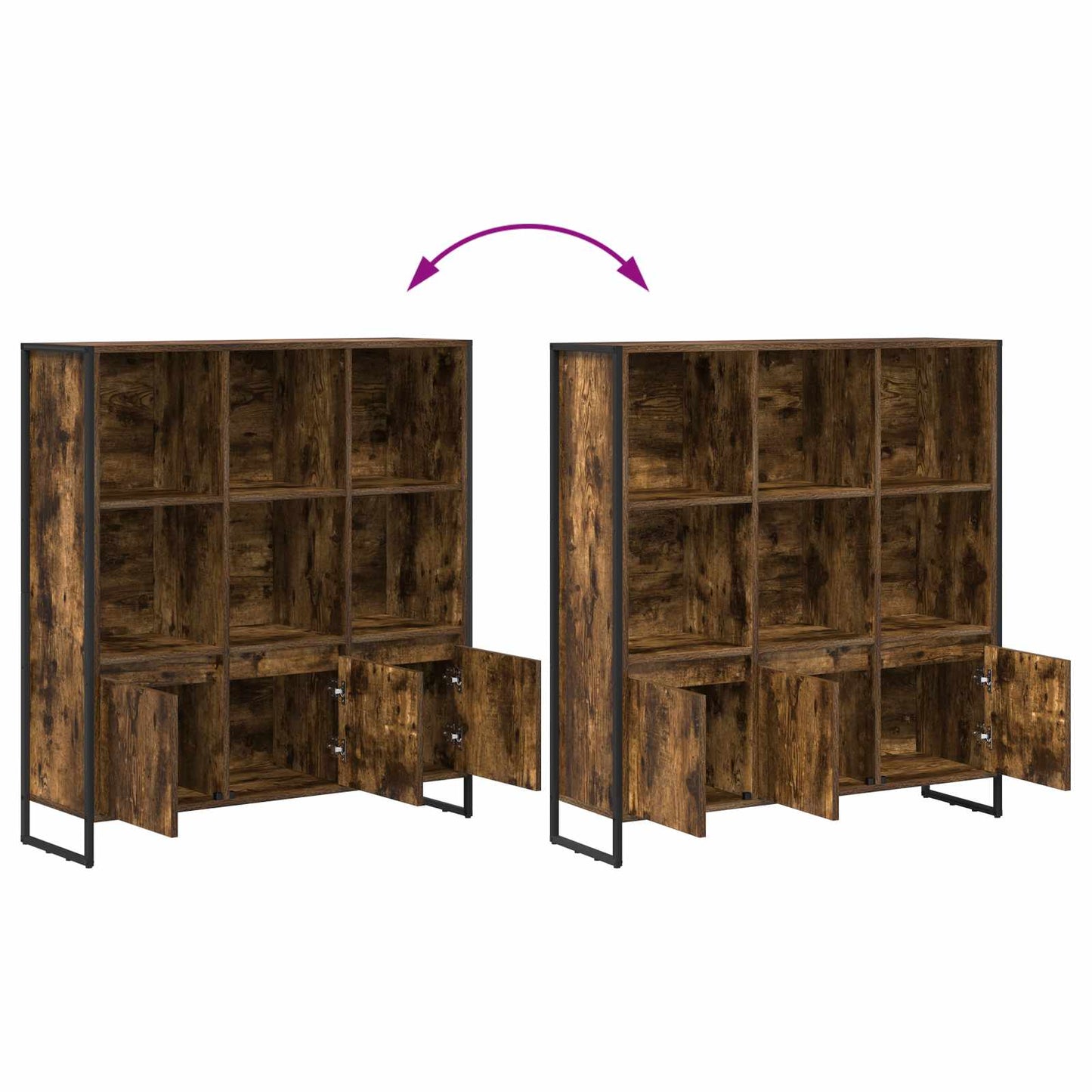 vidaXL Book Cabinet 99.5 x 30 x 108 cm Engineered Wood Smoke Oak - Brown