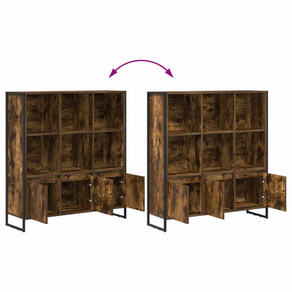 vidaXL Book Cabinet 99.5 x 30 x 108 cm Engineered Wood Smoke Oak - Brown