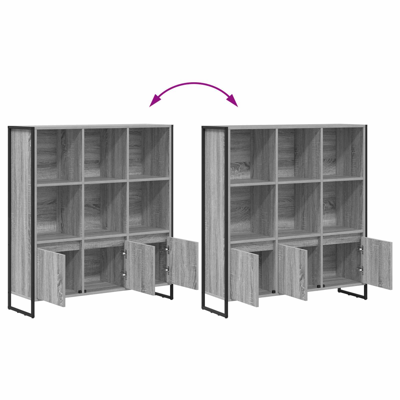 vidaXL Book Cabinet 99.5 x 30 x 108 cm Engineered Wood Grey Sonoma