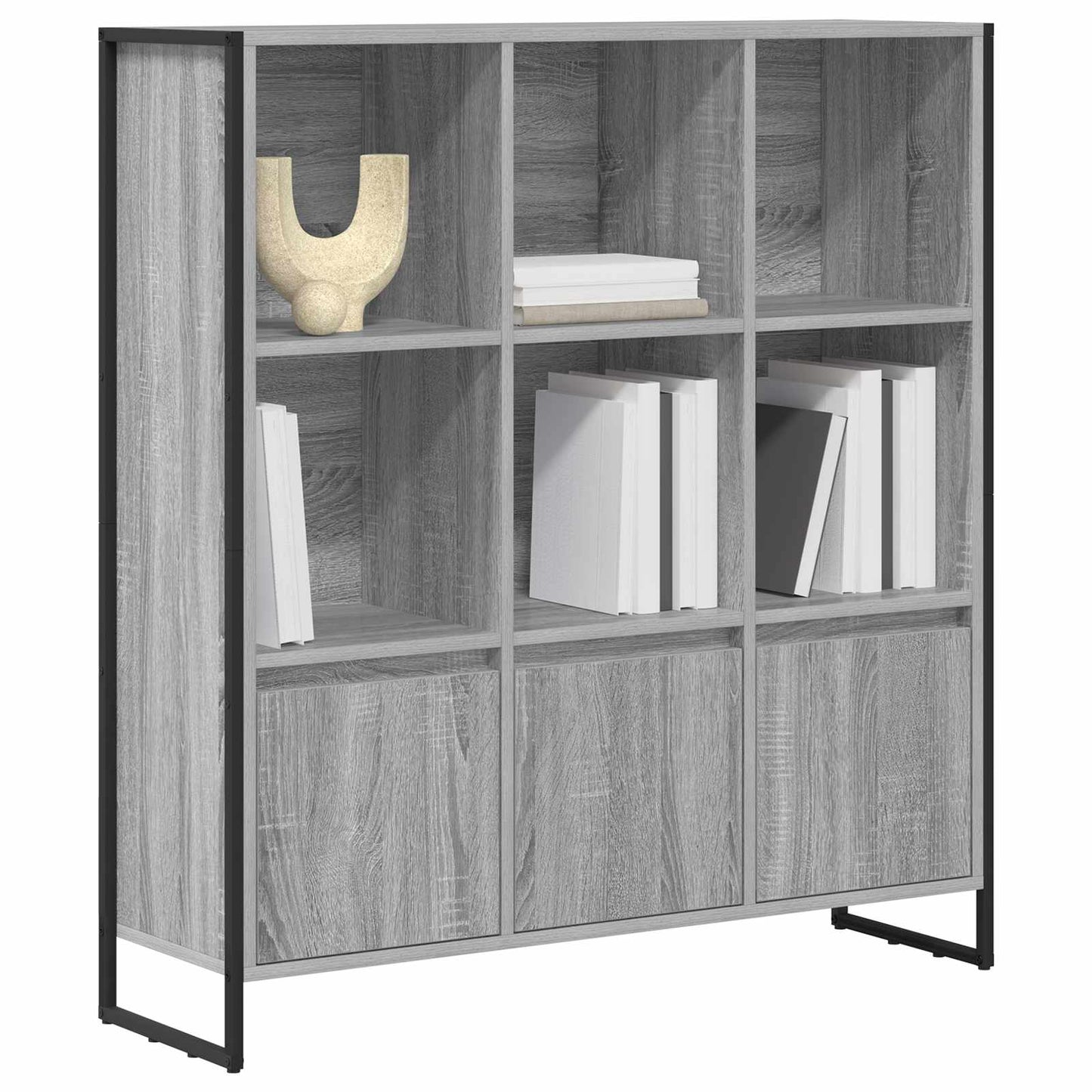 vidaXL Book Cabinet 99.5 x 30 x 108 cm Engineered Wood Grey Sonoma