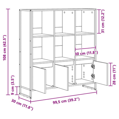 vidaXL Book Cabinet 99.5 x 30 x 108 cm Engineered Wood Grey Sonoma