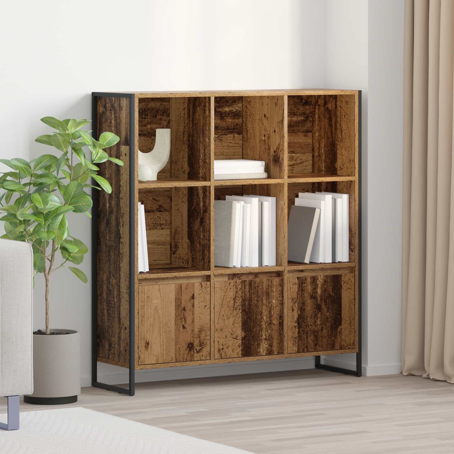 vidaXL Book Cabinet 99.5 x 30 x 108 cm Engineered Wood Old Wood - Brown