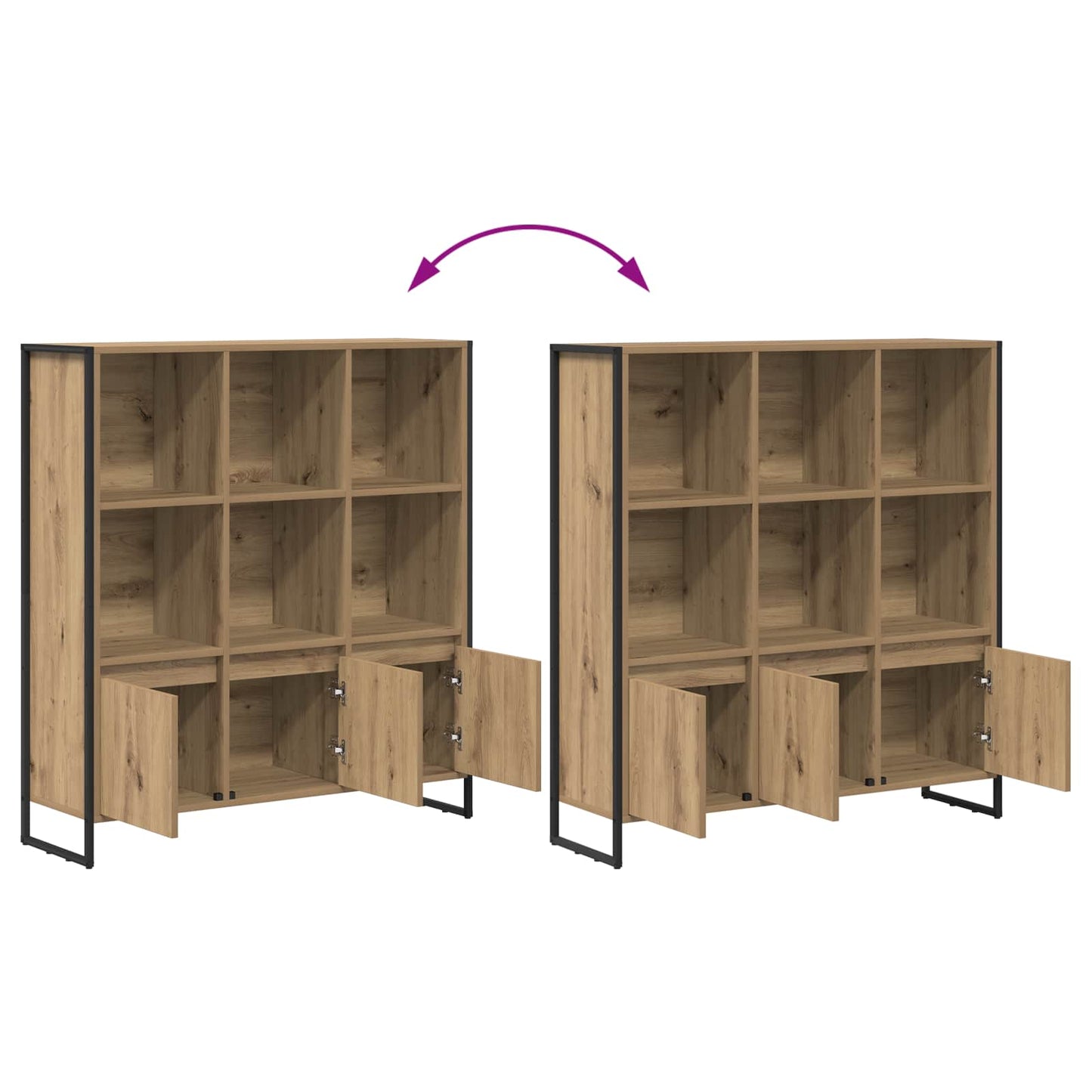 vidaXL Book Cabinet 99.5 x 30 x 108 cm Engineered Wood Artisian Oak - Brown