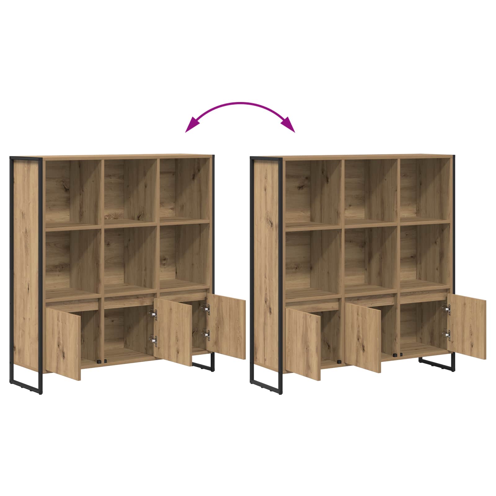 vidaXL Book Cabinet 99.5 x 30 x 108 cm Engineered Wood Artisian Oak - Brown