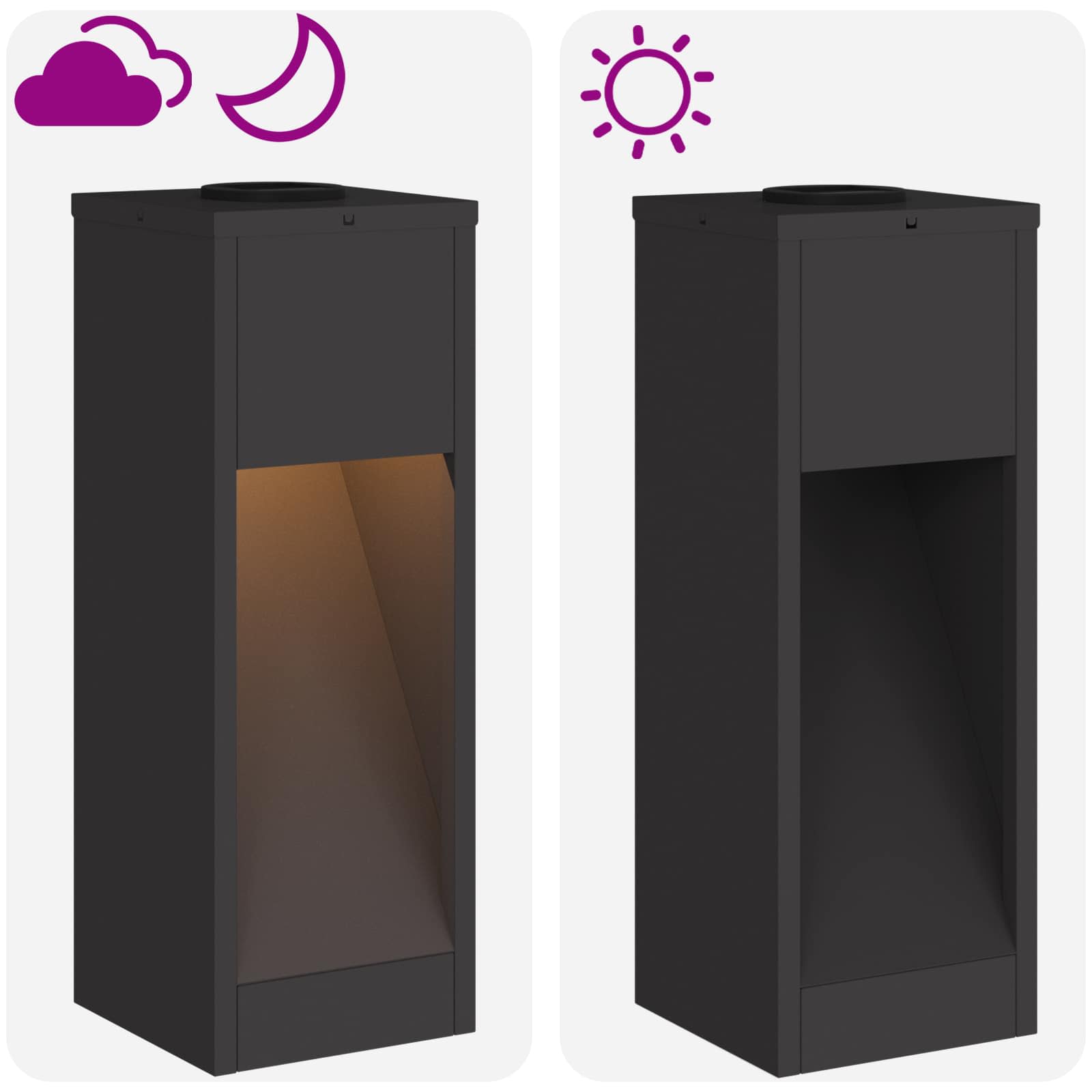 vidaXL Solar Led Pathway Light 2 pcs Warm White 18 x 18 x 50 cm - Black