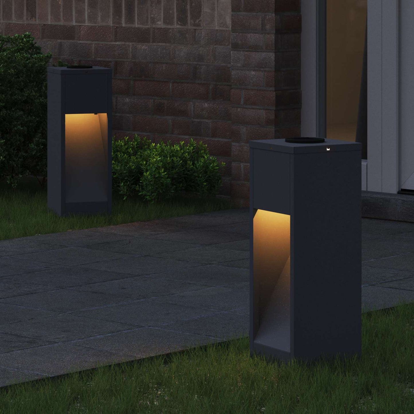 vidaXL Solar Led Pathway Light 2 pcs Warm White 18 x 18 x 50 cm - Anthracite