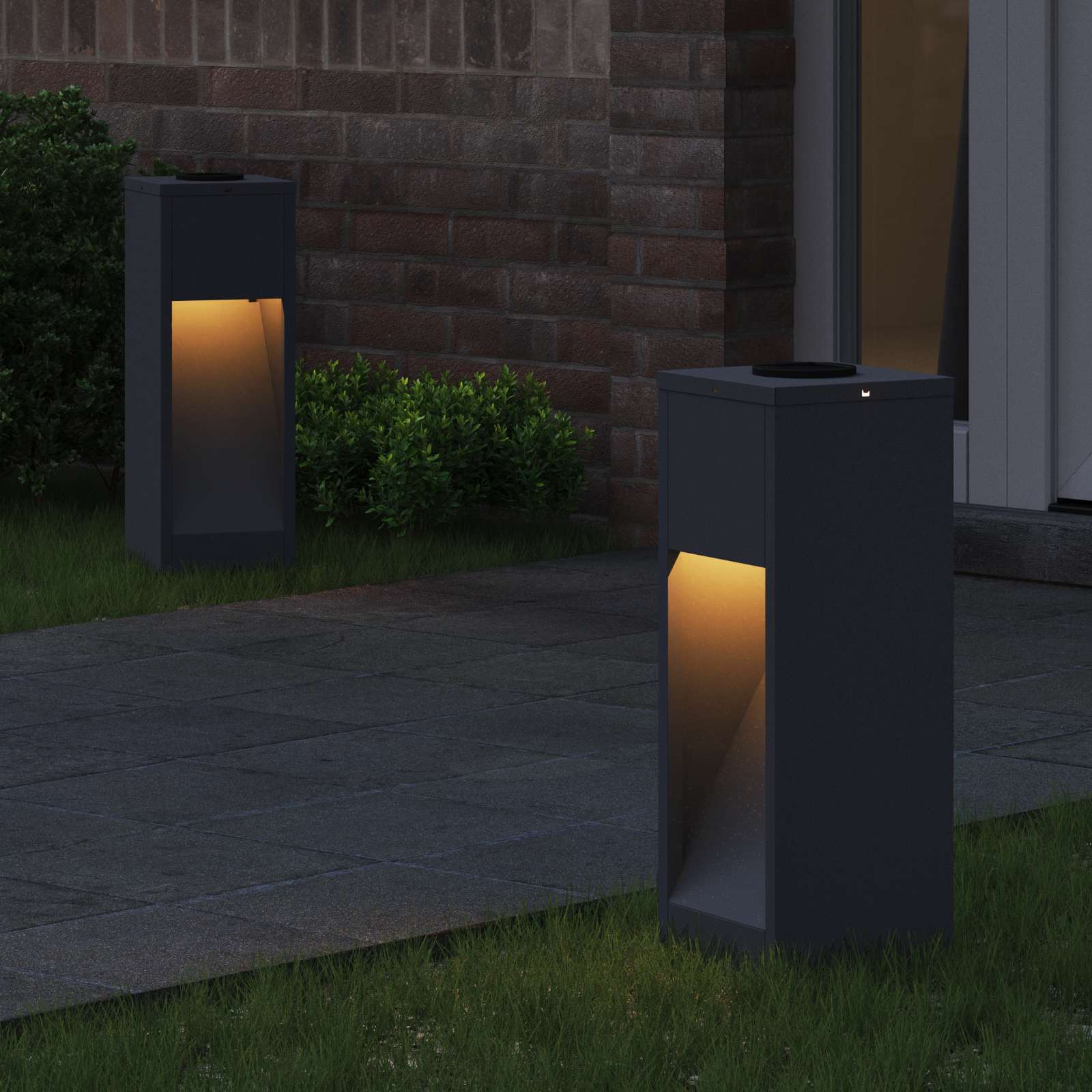 vidaXL Solar Led Pathway Light 2 pcs Warm White 18 x 18 x 50 cm - Anthracite