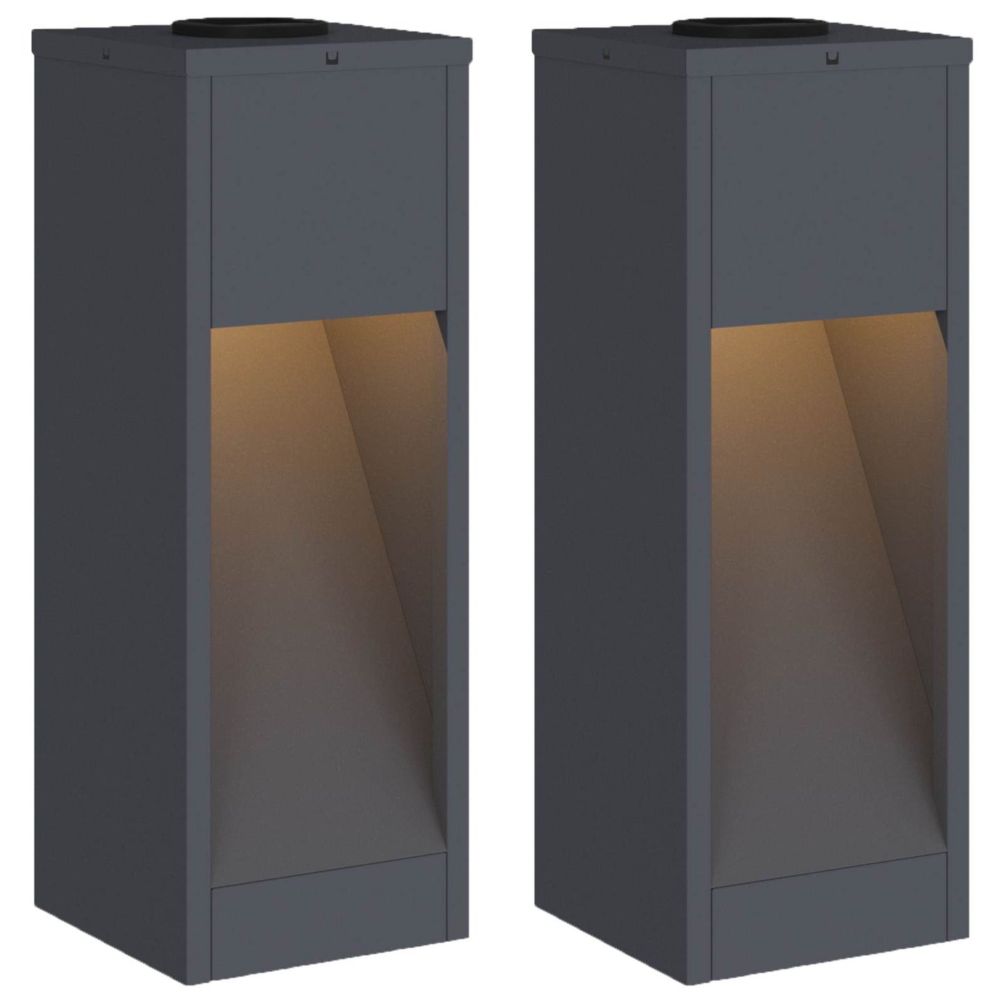 vidaXL Solar Led Pathway Light 2 pcs Warm White 18 x 18 x 50 cm - Anthracite