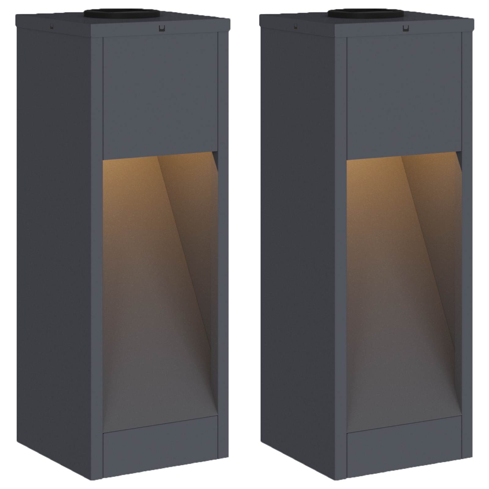 vidaXL Solar Led Pathway Light 2 pcs Warm White 18 x 18 x 50 cm - Anthracite