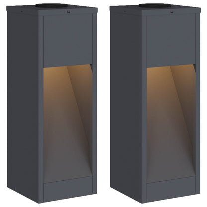 vidaXL Solar Led Pathway Light 2 pcs Warm White 18 x 18 x 50 cm - Anthracite