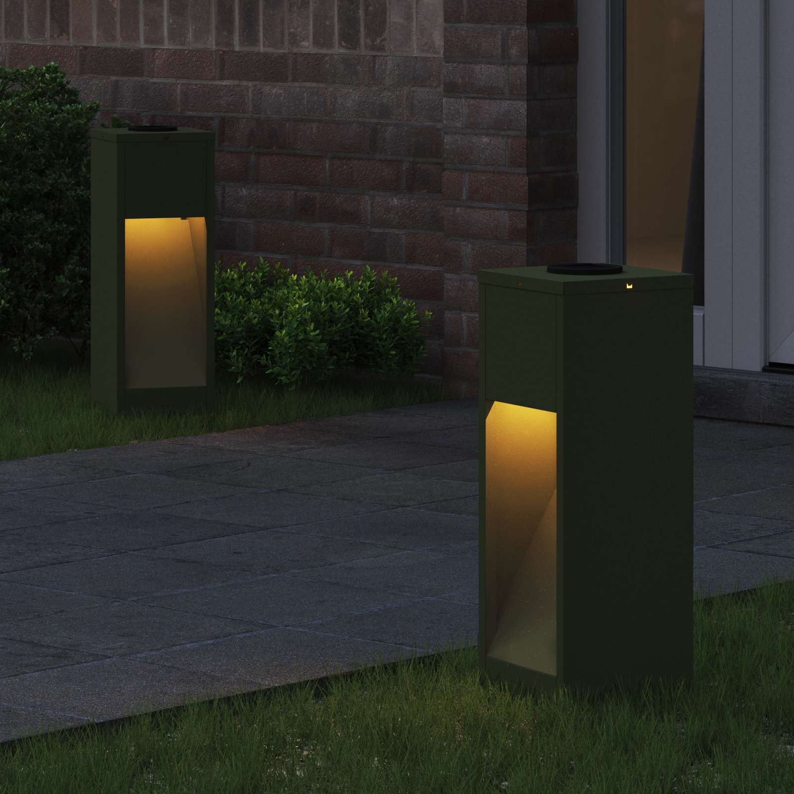 vidaXL Solar Led Pathway Light 2 pcs Warm White 18 x 18 x 50 cm - Green