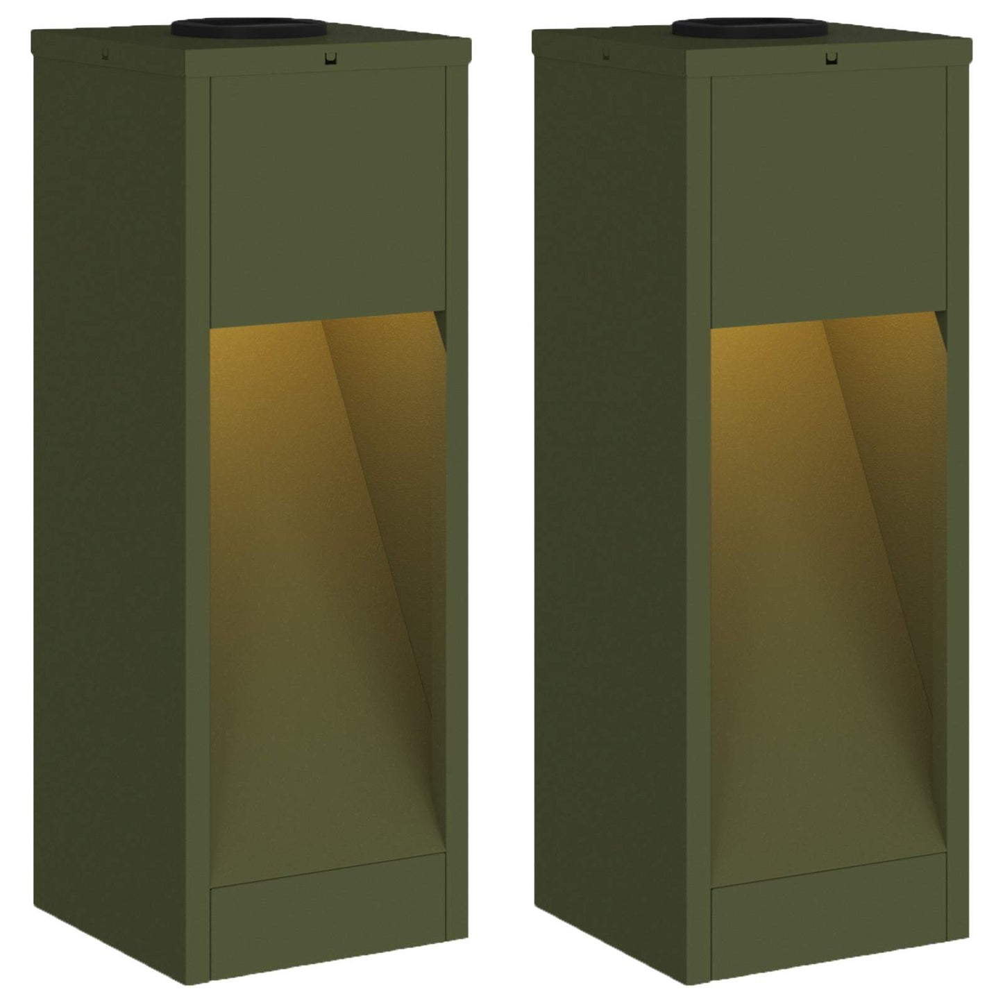 vidaXL Solar Led Pathway Light 2 pcs Warm White 18 x 18 x 50 cm - Green