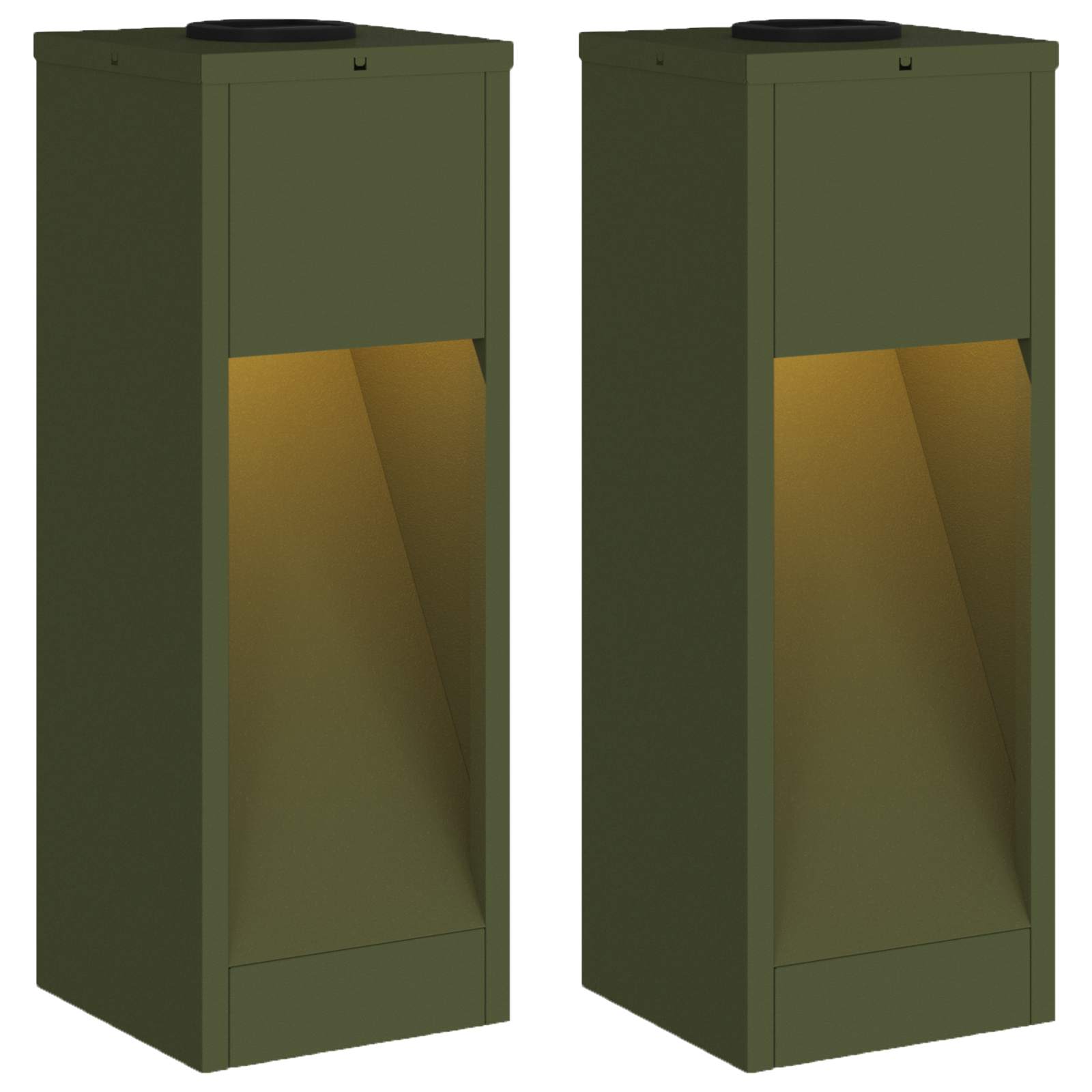 vidaXL Solar Led Pathway Light 2 pcs Warm White 18 x 18 x 50 cm - Green