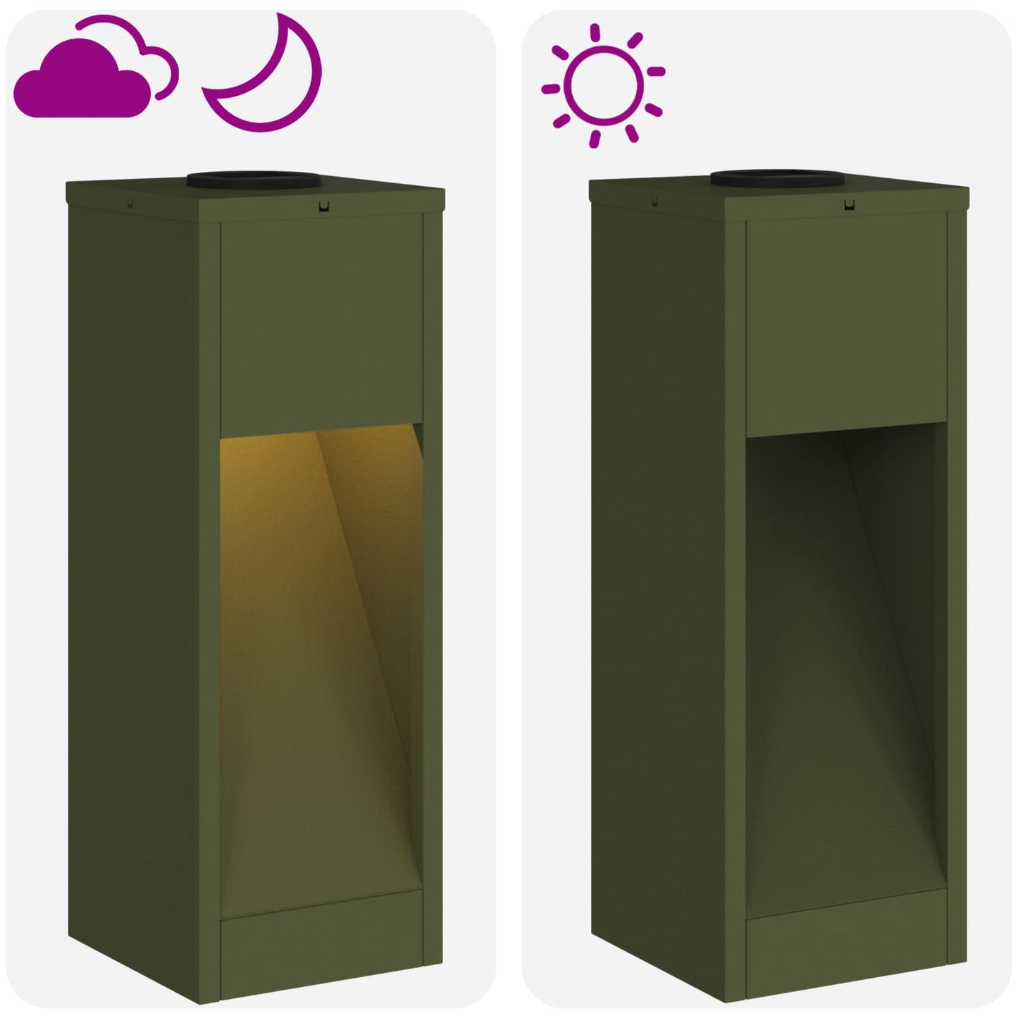 vidaXL Solar Led Pathway Light 2 pcs Warm White 18 x 18 x 50 cm - Green