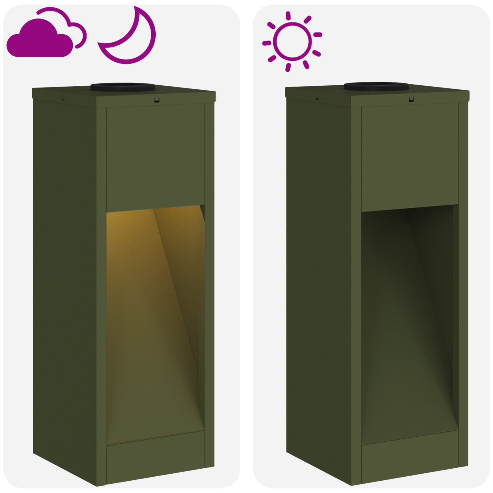vidaXL Solar Led Pathway Light 2 pcs Warm White 18 x 18 x 50 cm - Green