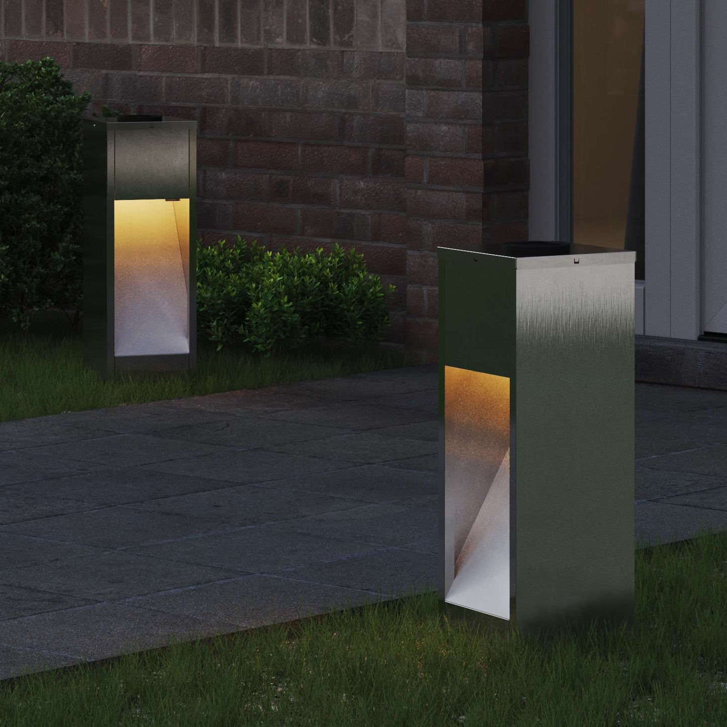vidaXL Solar Led Pathway Light 2 pcs Warm White 18 x 18 x 50 cm - Silver