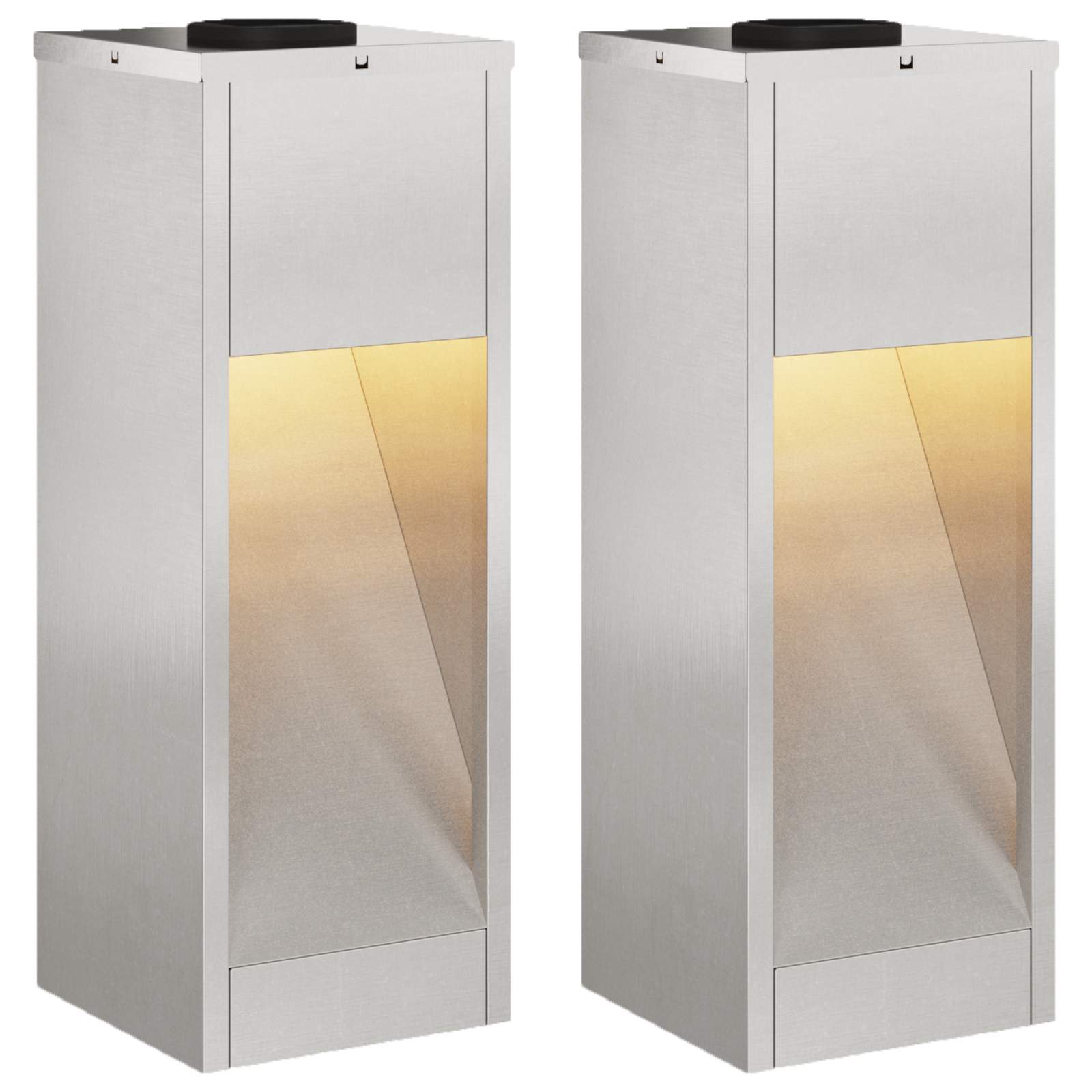 vidaXL Solar Led Pathway Light 2 pcs Warm White 18 x 18 x 50 cm - Silver