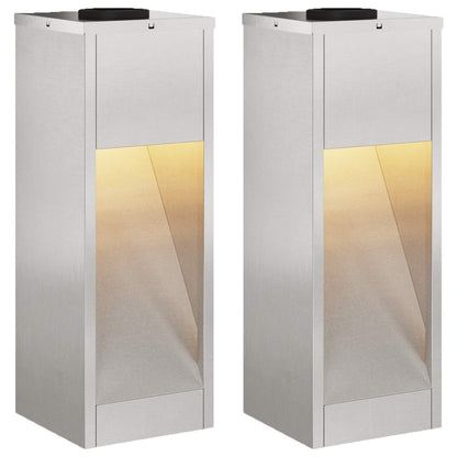 vidaXL Solar Led Pathway Light 2 pcs Warm White 18 x 18 x 50 cm - Silver