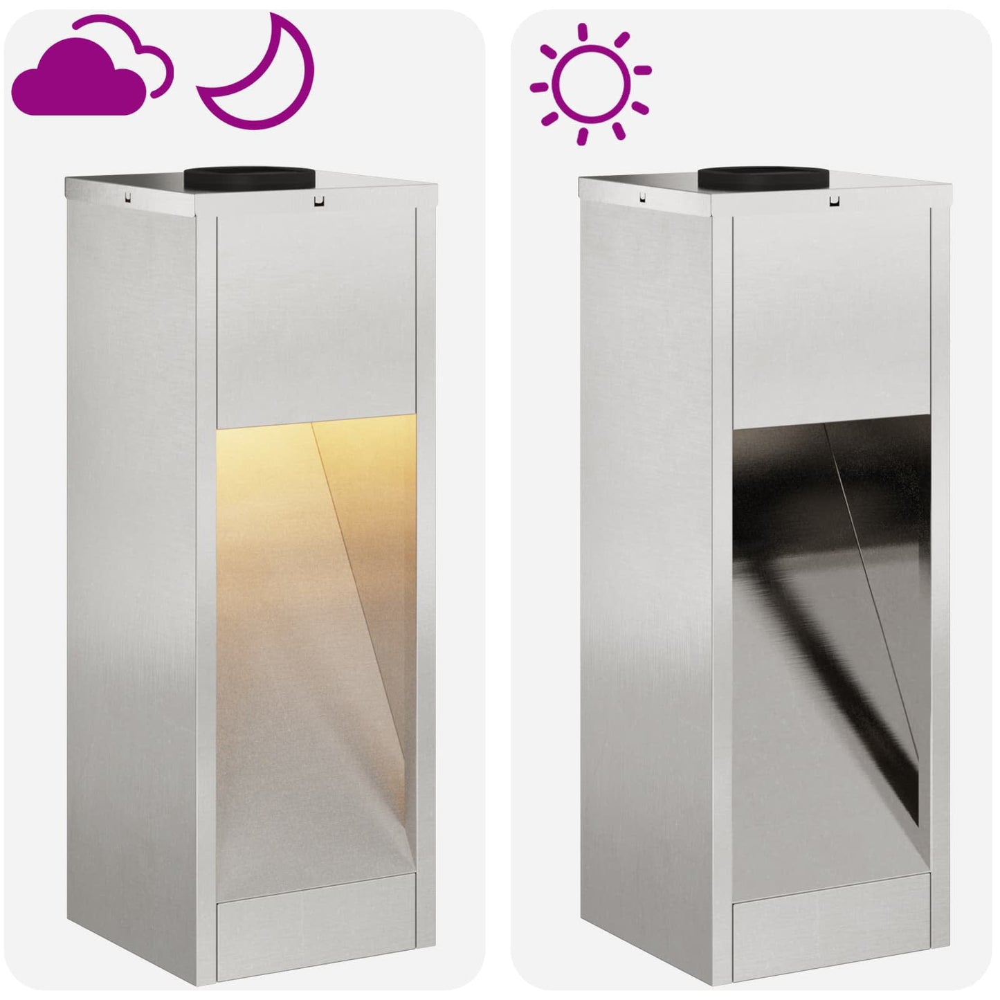 vidaXL Solar Led Pathway Light 2 pcs Warm White 18 x 18 x 50 cm - Silver